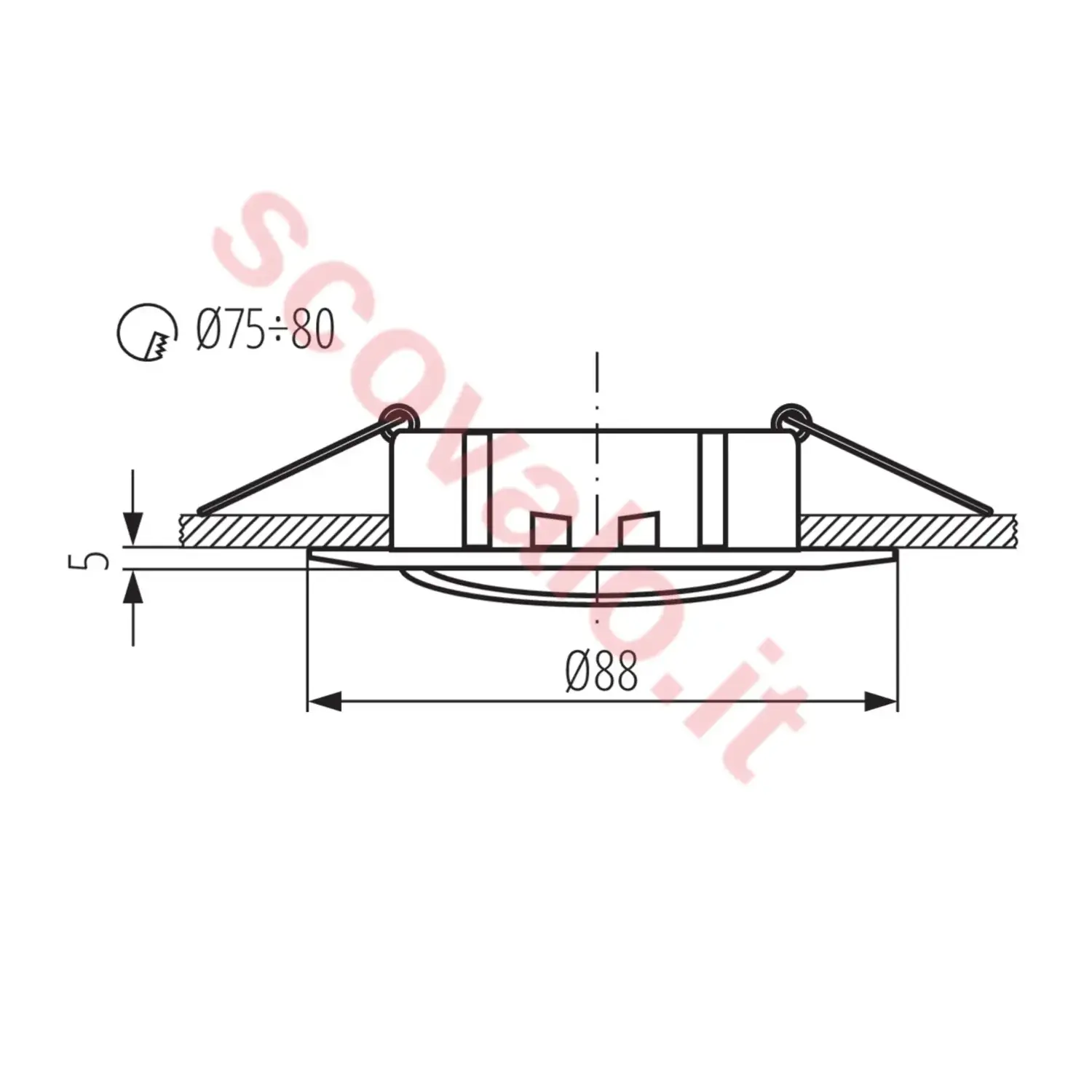 immagine porta faretto da incasso decorativo luto gx5,3 cromo orientabile foro 75 mm