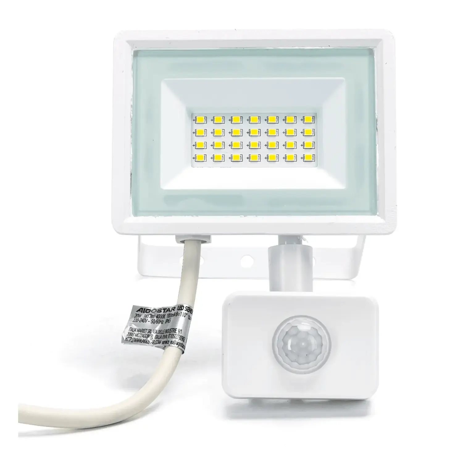 immagine Faretto floodlight LED con sensore 20W 4000K bianco
