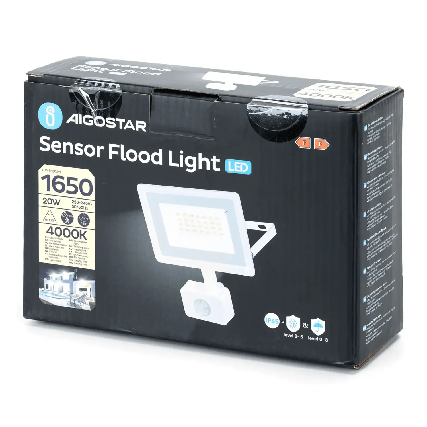 immagine Faretto floodlight LED con sensore 20W 4000K bianco