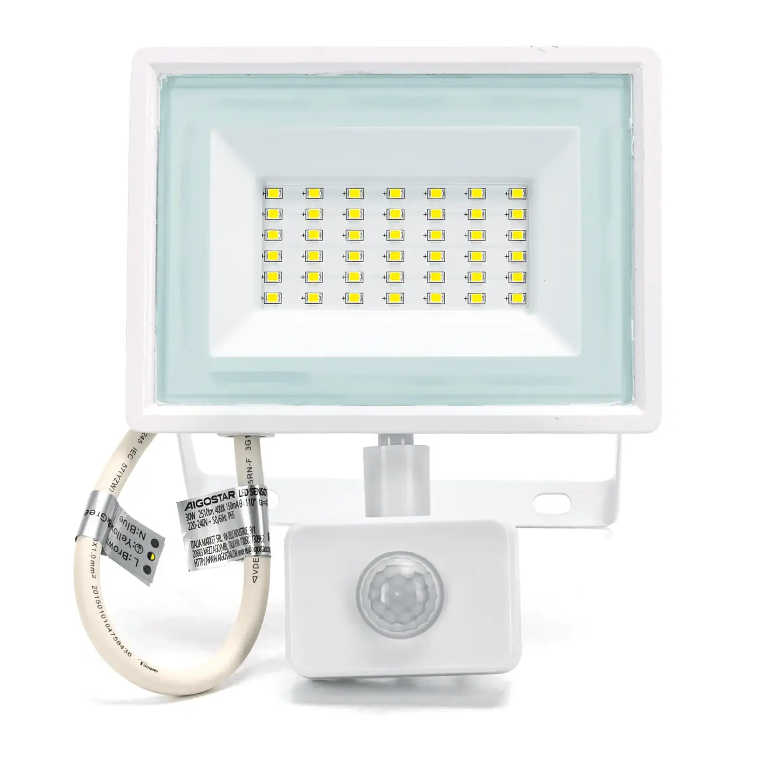 immagine Faretto floodlight LED con sensore 30W 4000K bianco