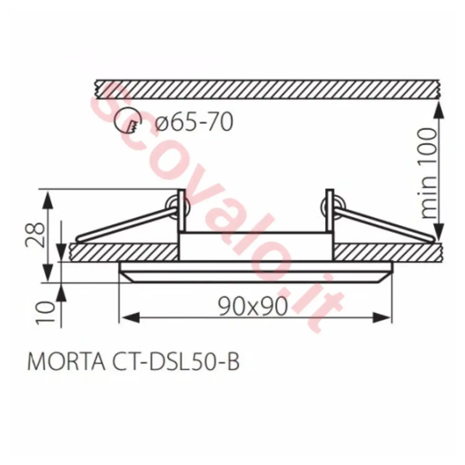 immagine faretto incasso morta vetro quadrato IP20 interno GX5,3 CE argento kan 22112