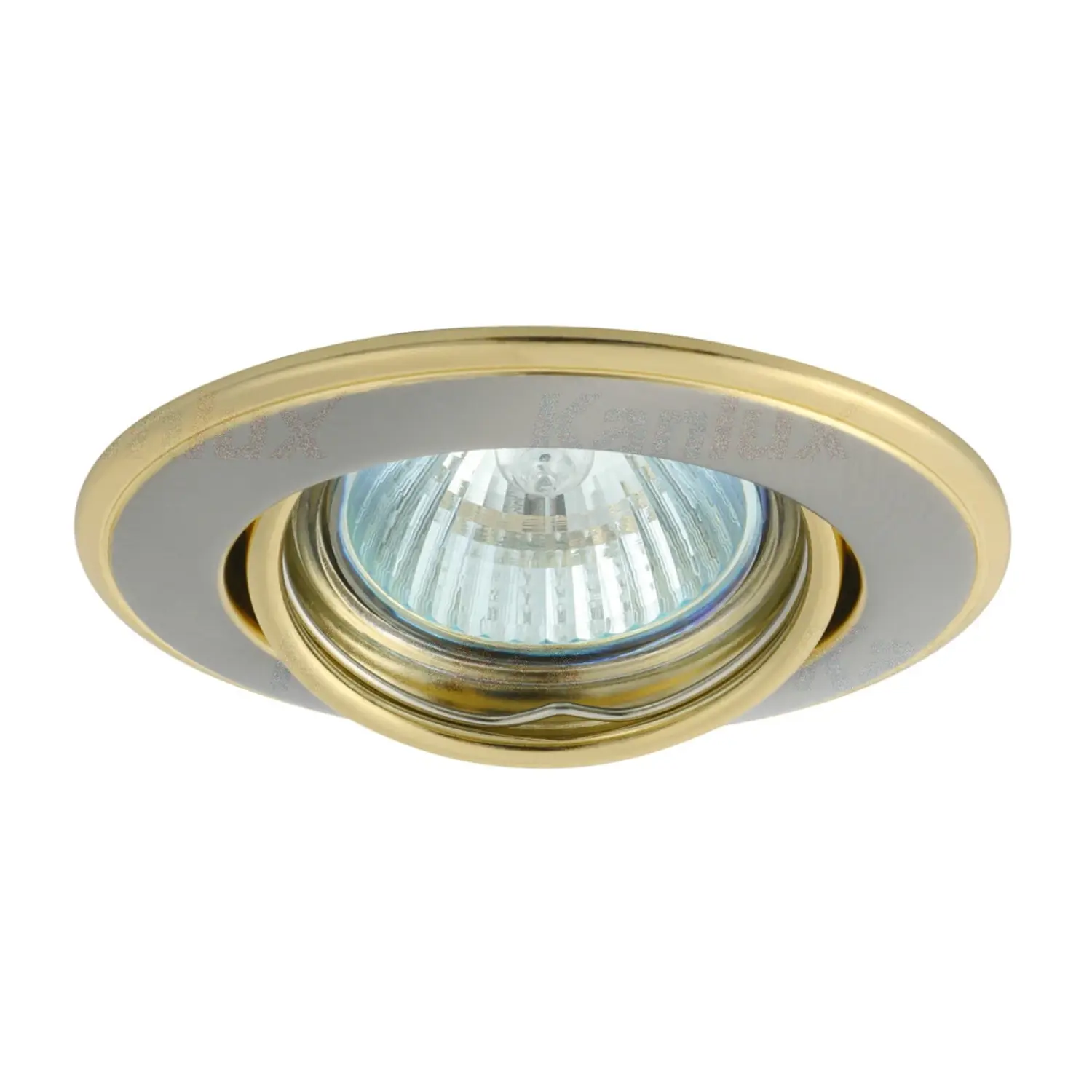 immagine del prodotto porta faretto incasso doppio colore gx5,3 nichel opaco-oro orientabile foro 70 mm