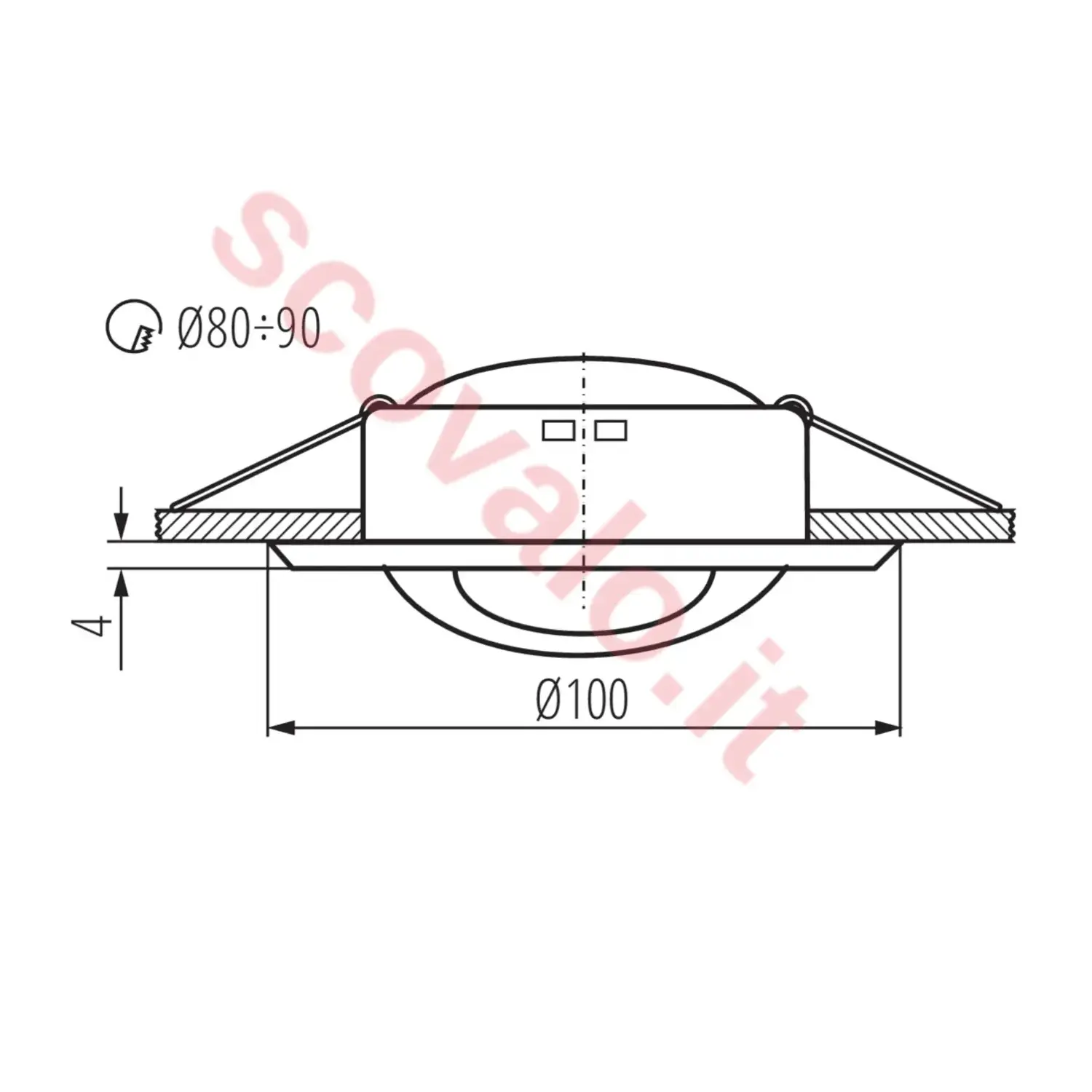 immagine faretto incasso gx5,3 cromo satinato orientabile foro 80 mm tondo debordante