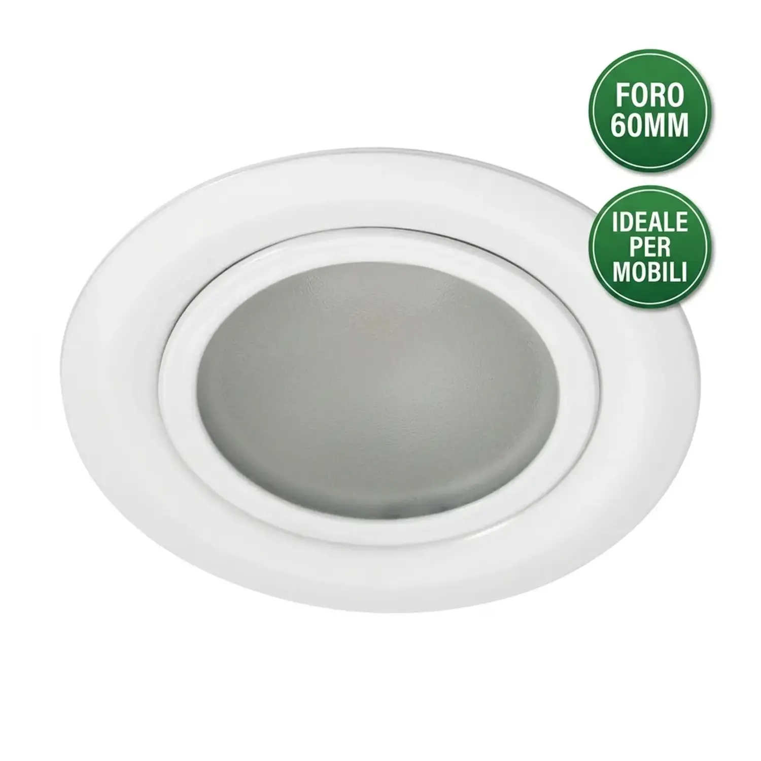 immagine del prodotto faretto incasso per mobili alogeno g4 bianco fisso foro 60 mm