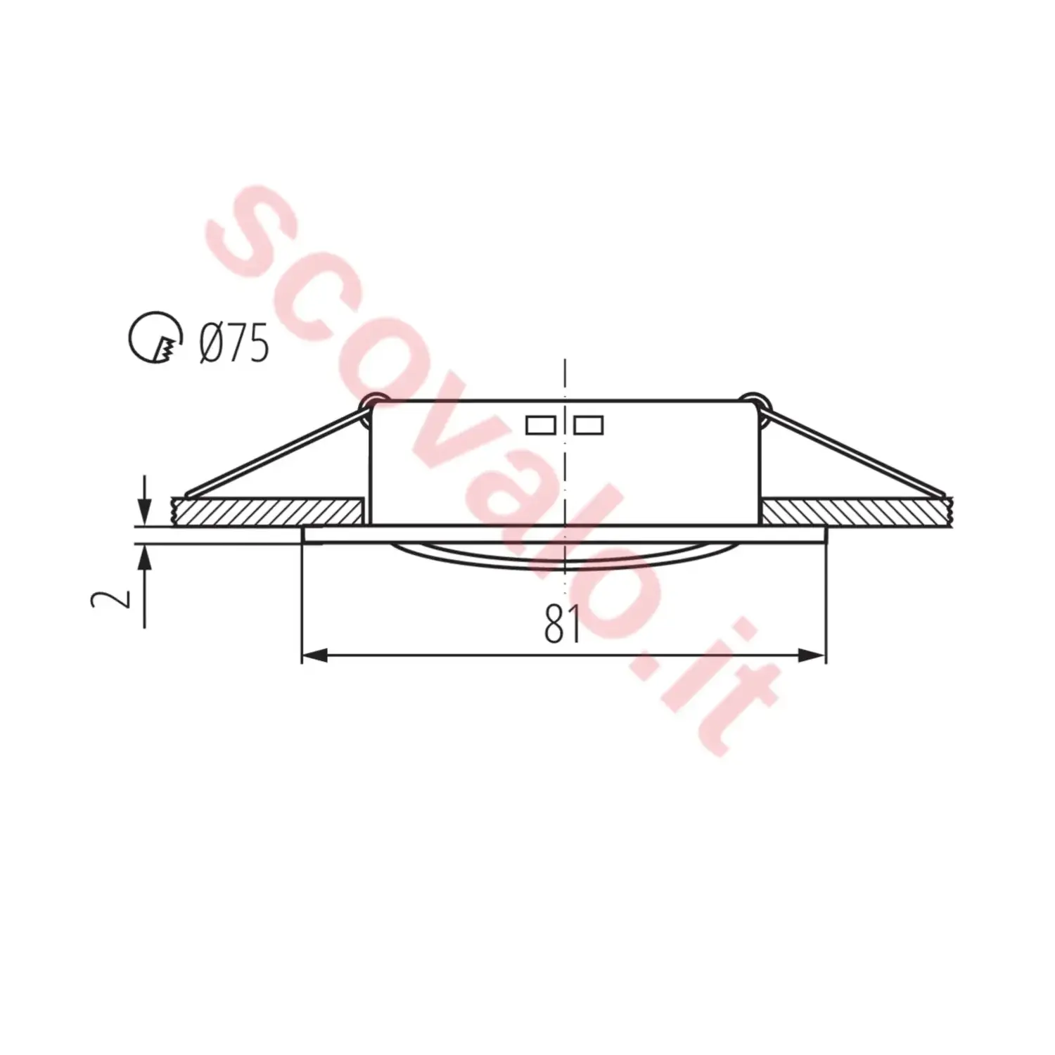 immagine porta faretto incasso navi gx5,3 bianco orientabile foro 75 mm quadrato