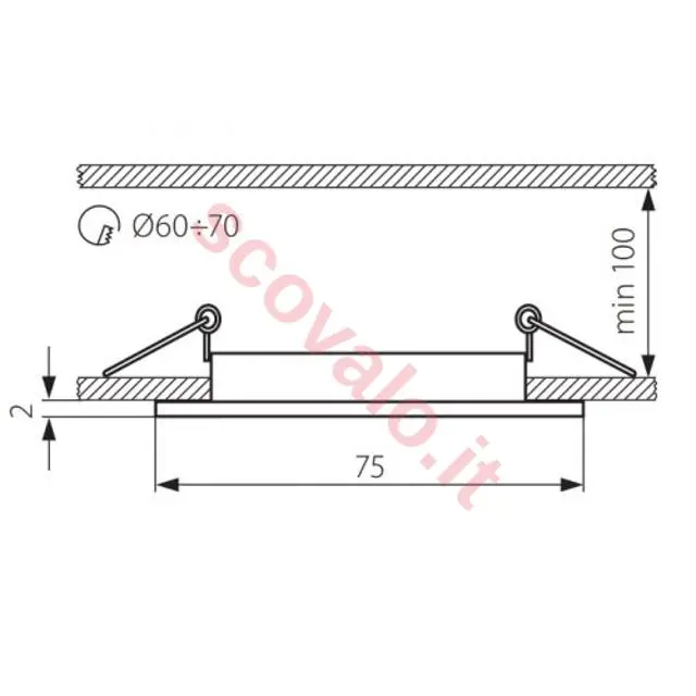 immagine faretto incasso quadrato nero IP20 interno GX5,3 fisso CE 60 mm kan 25990