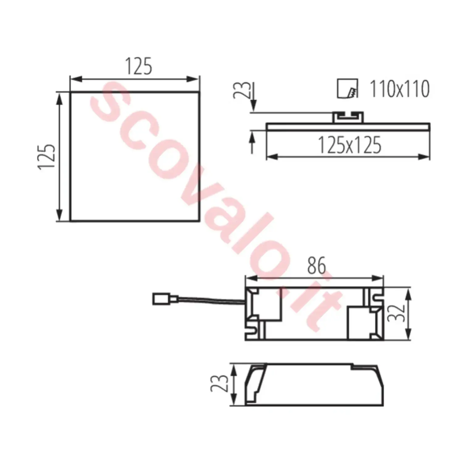 immagine faretto incasso stagno arel led 230v 10 watt bianco naturale foro 110 mm quadrato