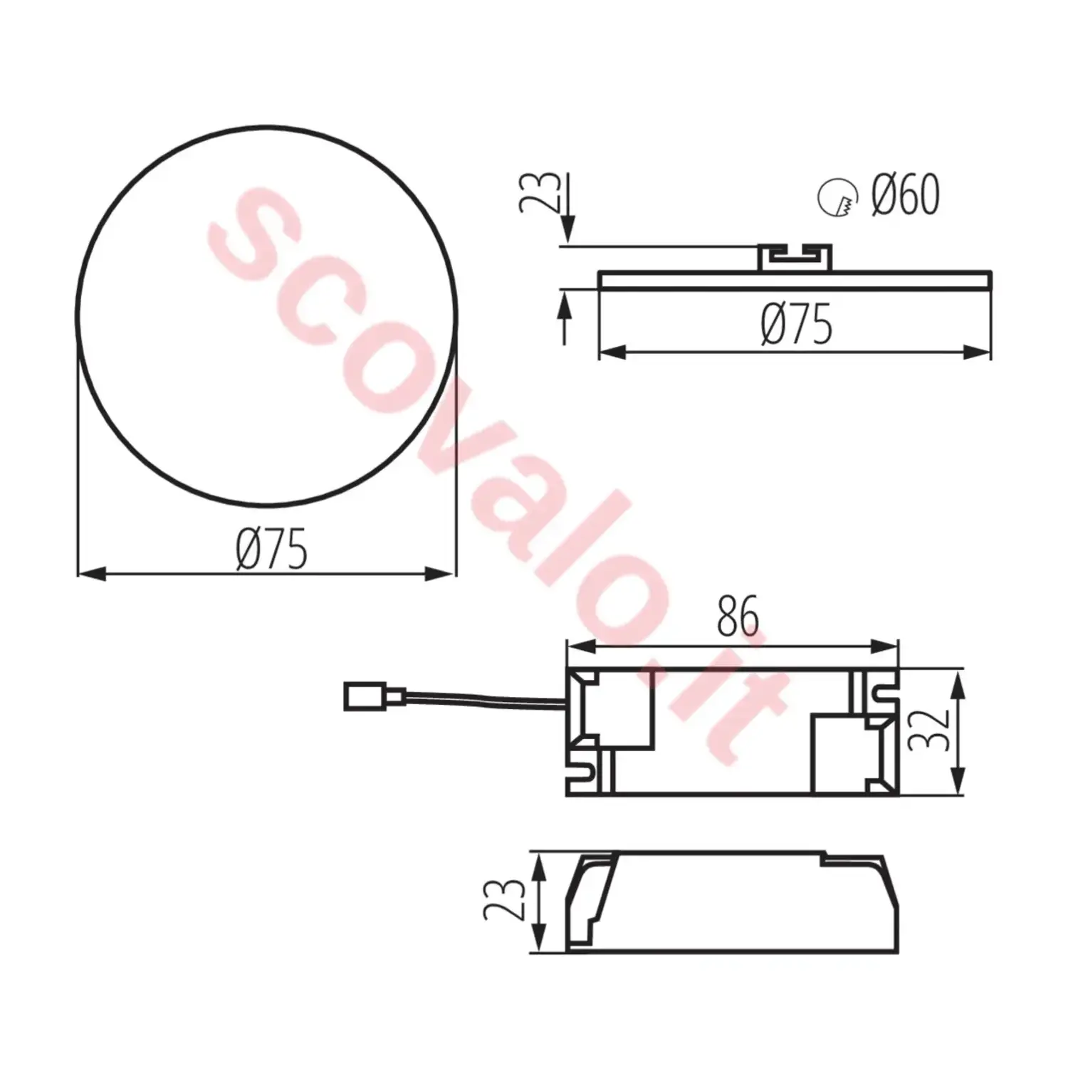 immagine faretto incasso stagno arel led 230v 6 watt bianco naturale foro 60 mm tondo