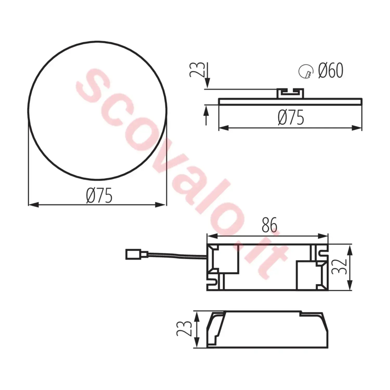 immagine faretto incasso stagno arel led 230v 6 watt bianco caldo foro 60 mm tondo