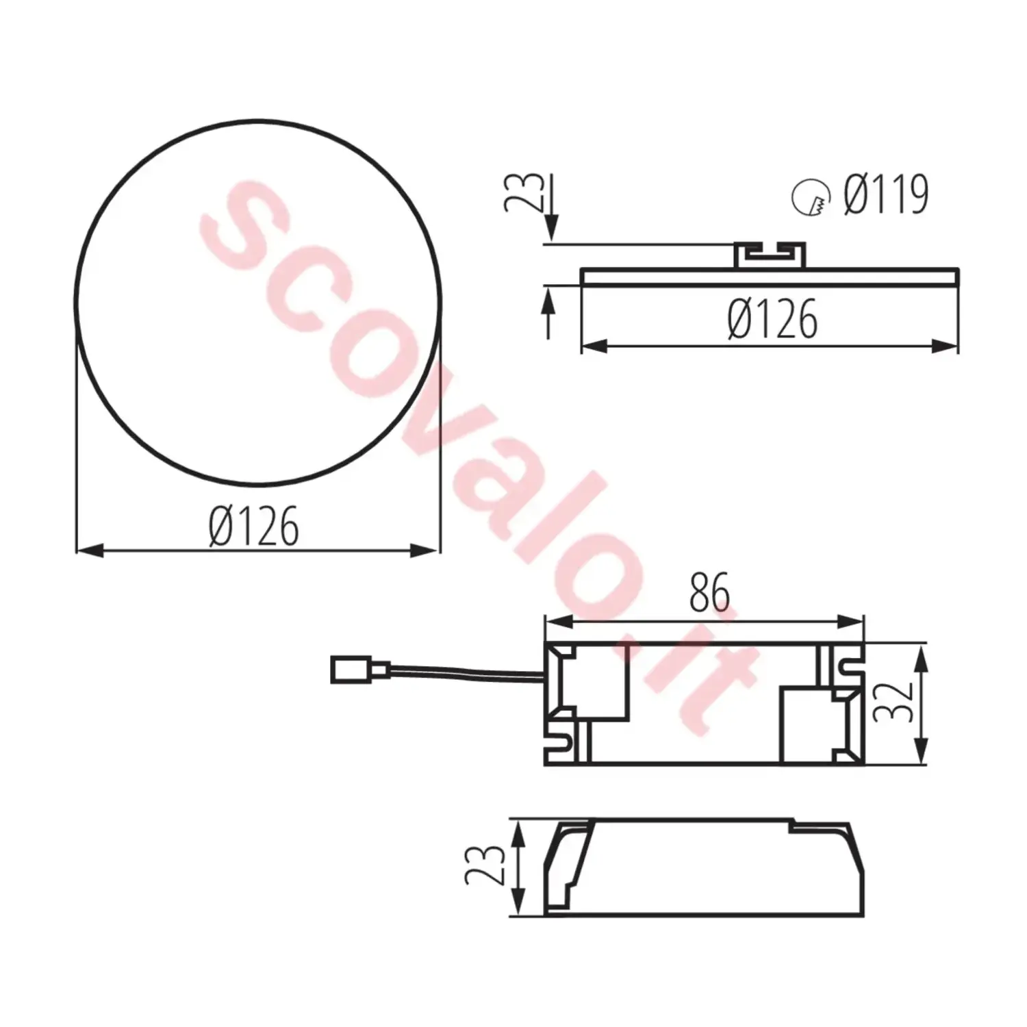 immagine faretto incasso stagno arel led 230v 10 watt bianco caldo foro 110 mm tondo