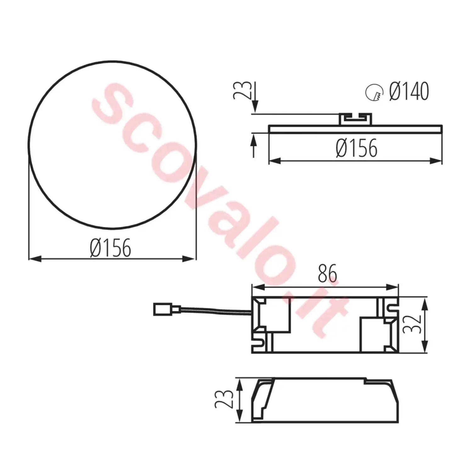 immagine faretto incasso stagno arel led 230v 14 watt bianco naturale foro 140 mm tondo