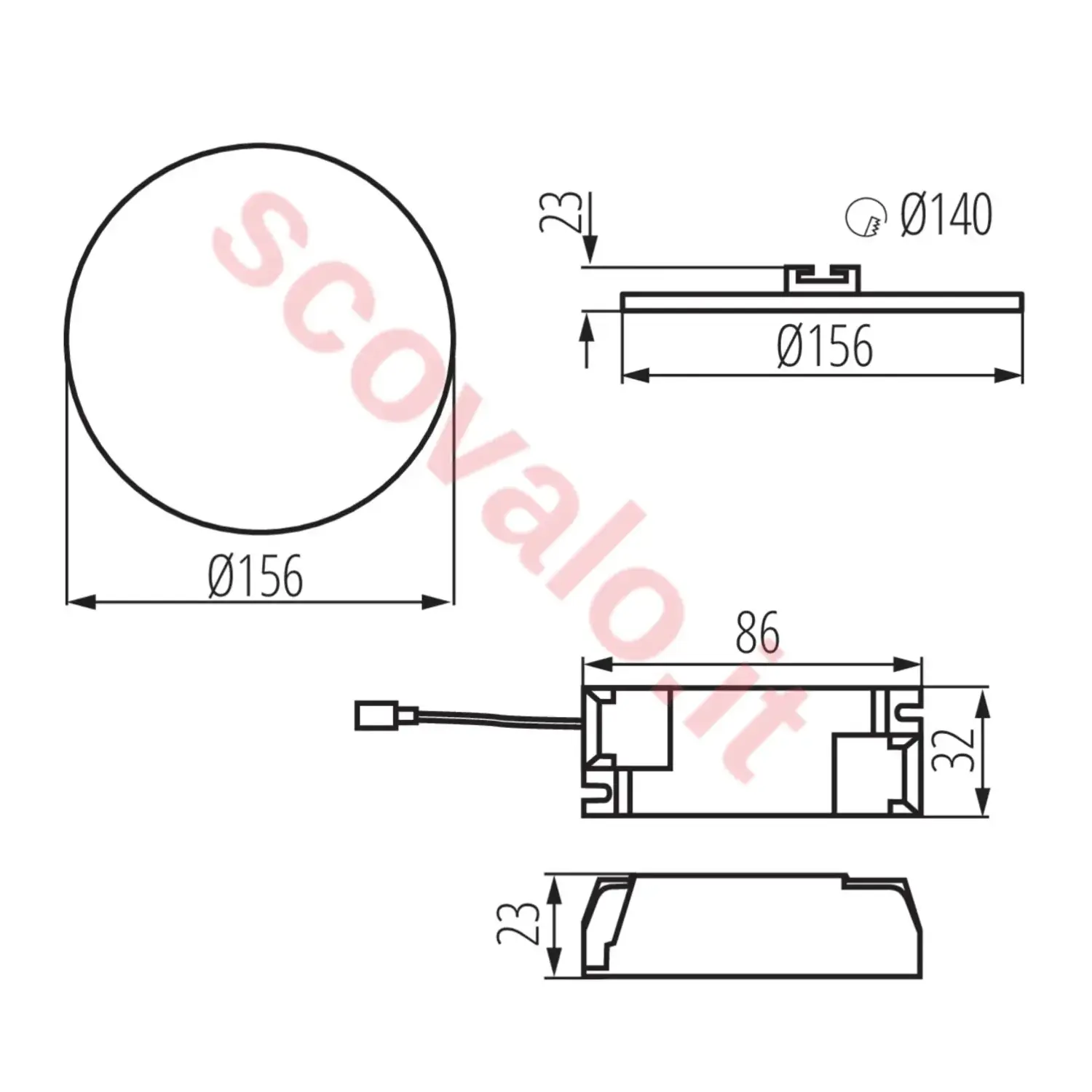 immagine faretto incasso stagno arel led 230v 14 watt bianco caldo foro 140 mm tondo