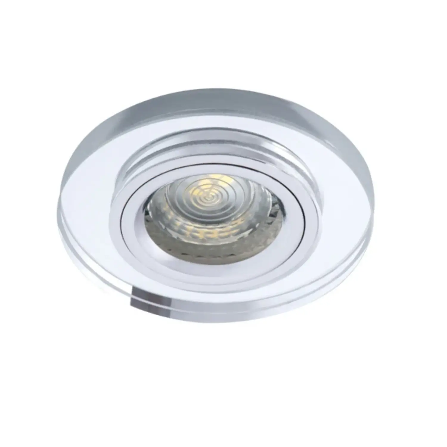 immagine del prodotto faretto incasso vetro tondo IP20 GX5,3 fisso CE argento 70 mm 1 luce kan 19442