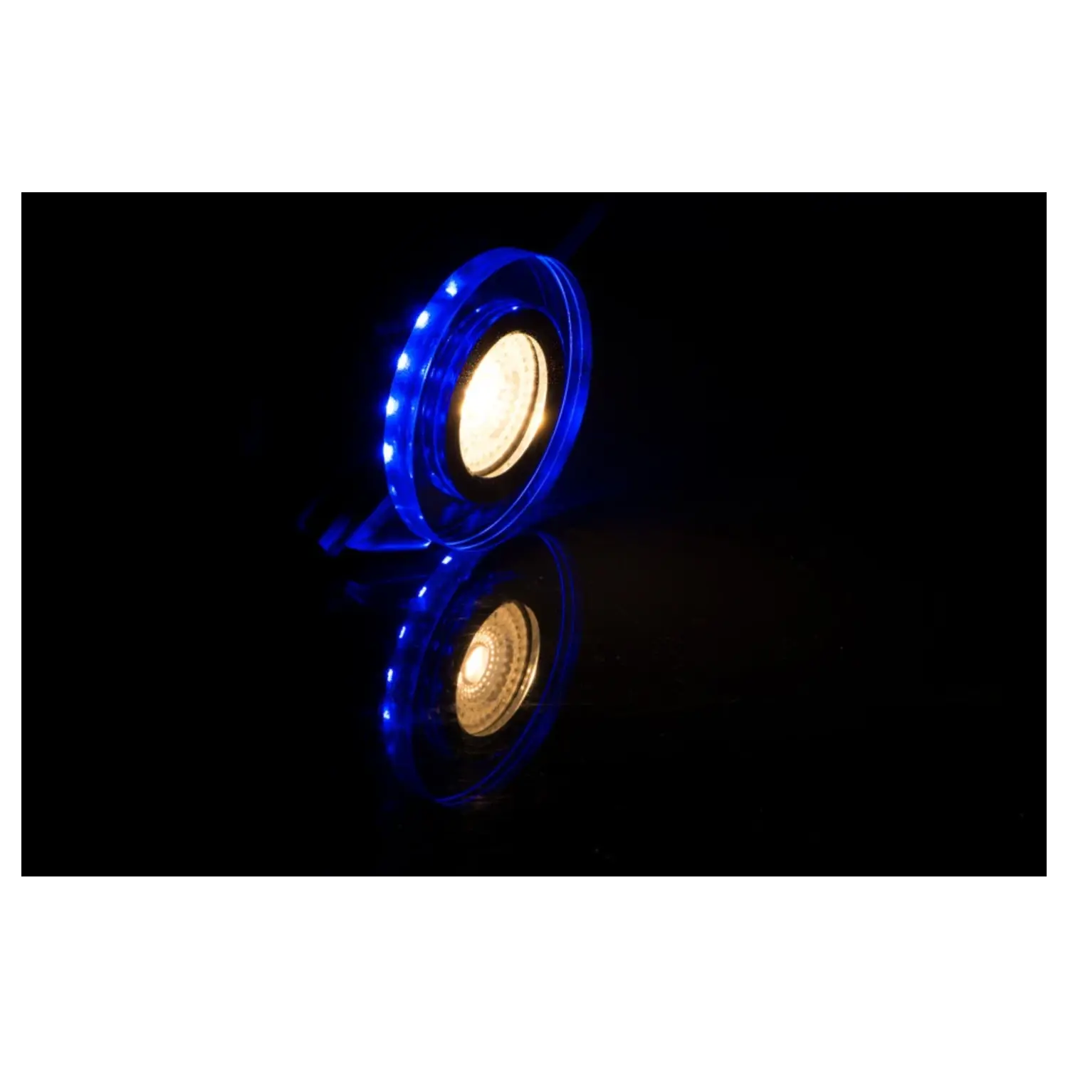 immagine porta faretto incasso vetro decoro led gu10 blu argento fisso tondo