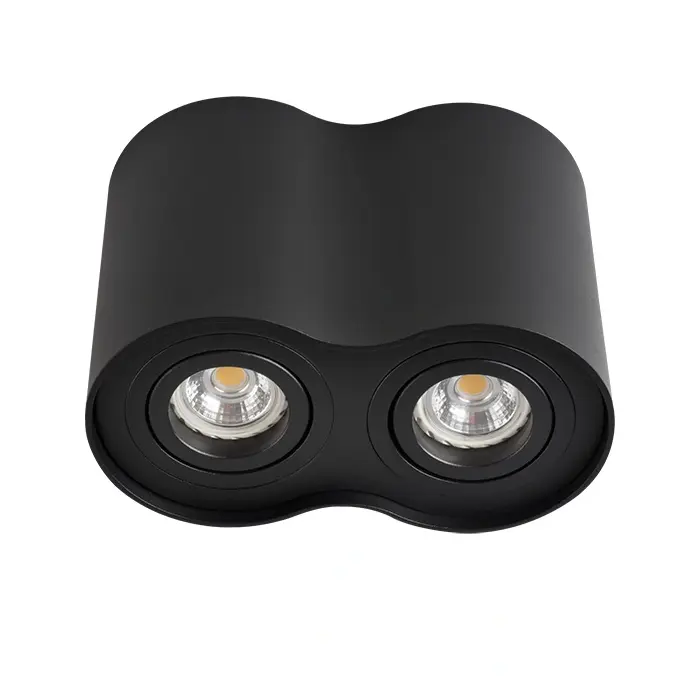 immagine faretto lampada da soffitto spot tondo gu10 nero 2 luci