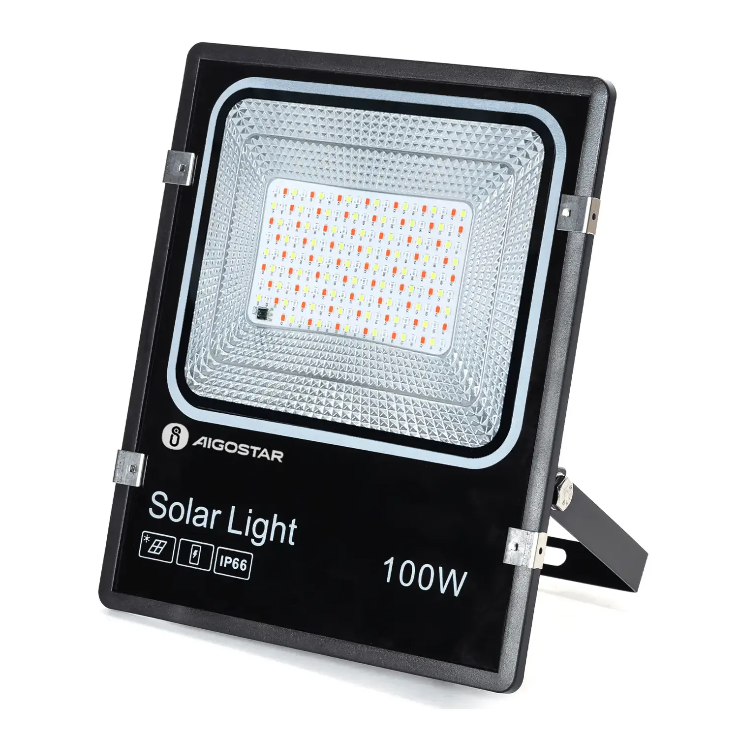 immagine faretto luce solare 5m 100W RGB serie 08 faro fotovoltaico con batteria