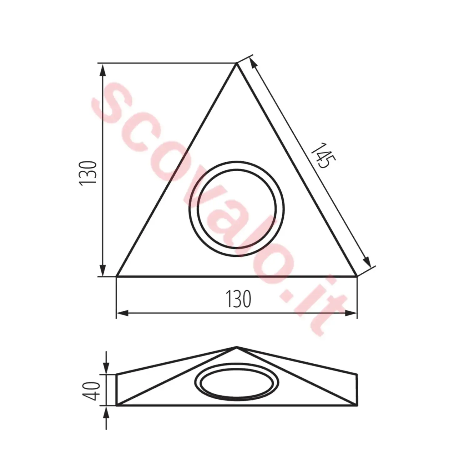 immagine faretto triangolare lampada sottopensile spot g4 cromo opaco senza interruttore