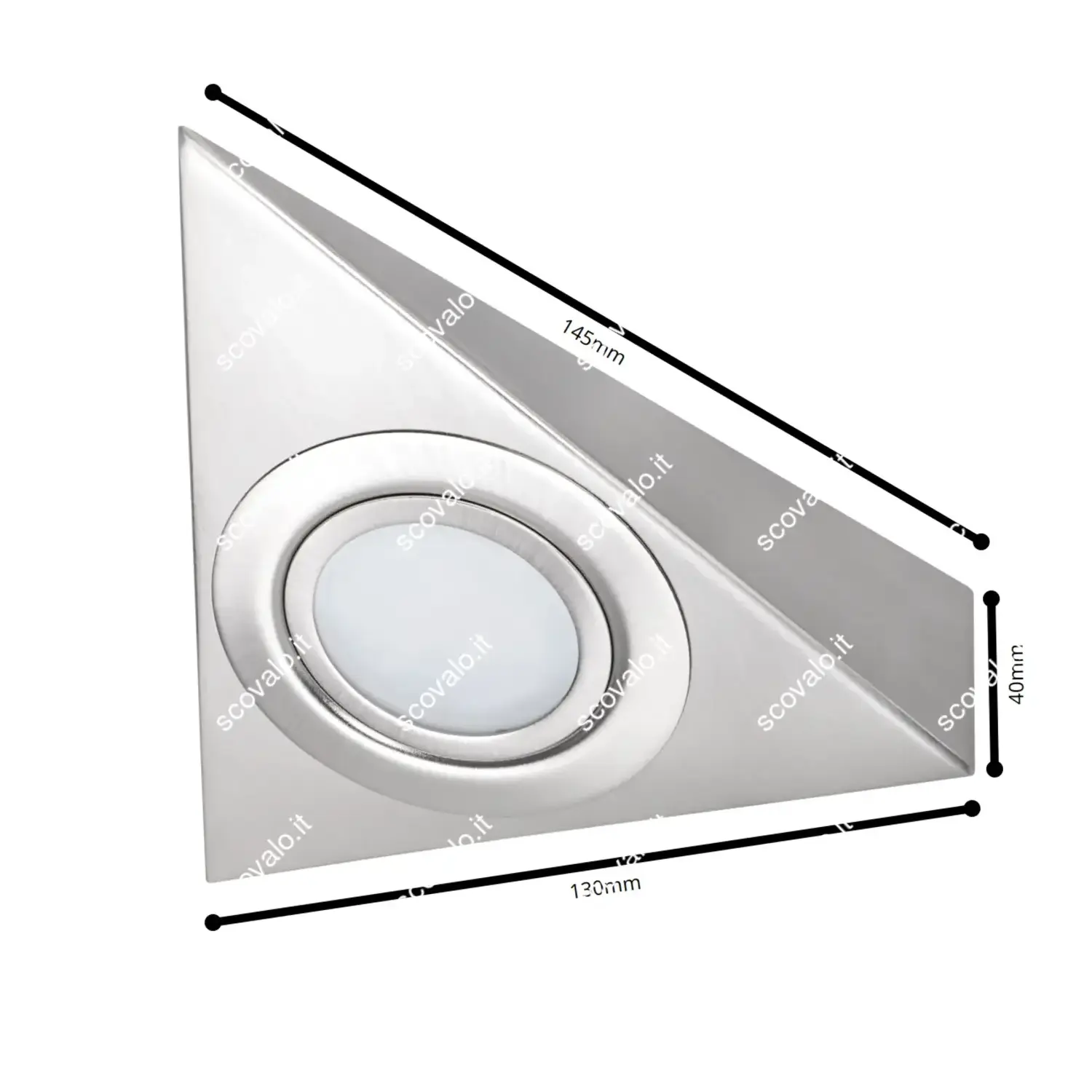 immagine faretto triangolare lampada sottopensile spot g4 cromo opaco senza interruttore