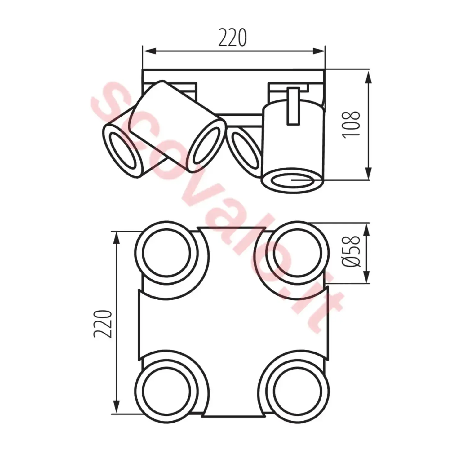 immagine faretto lampada da parete laurin gu10 bianco 4 luci orientabile