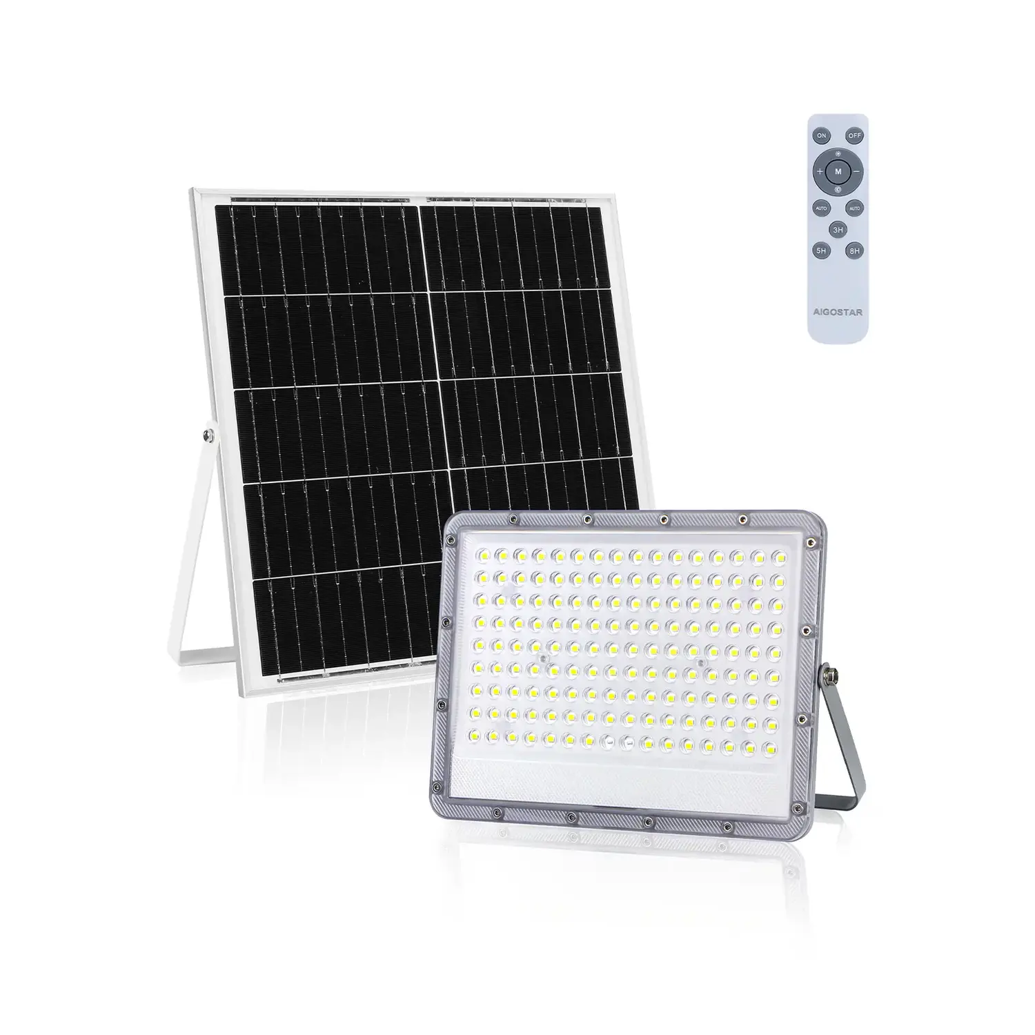 immagine del prodotto faro energia solare fotovoltaico telecomando crepuscolare 200 watt bianco freddo ip65