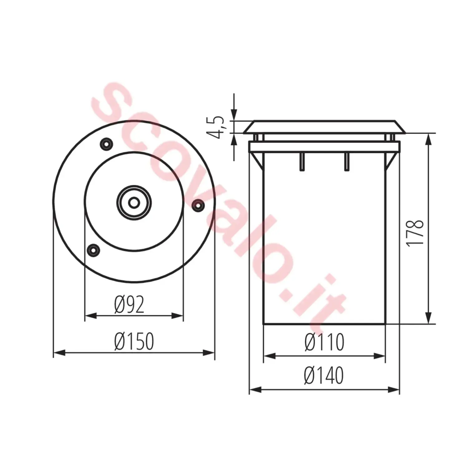 immagine faro carrabile portalampada incasso terreno pavimento e27 ip67