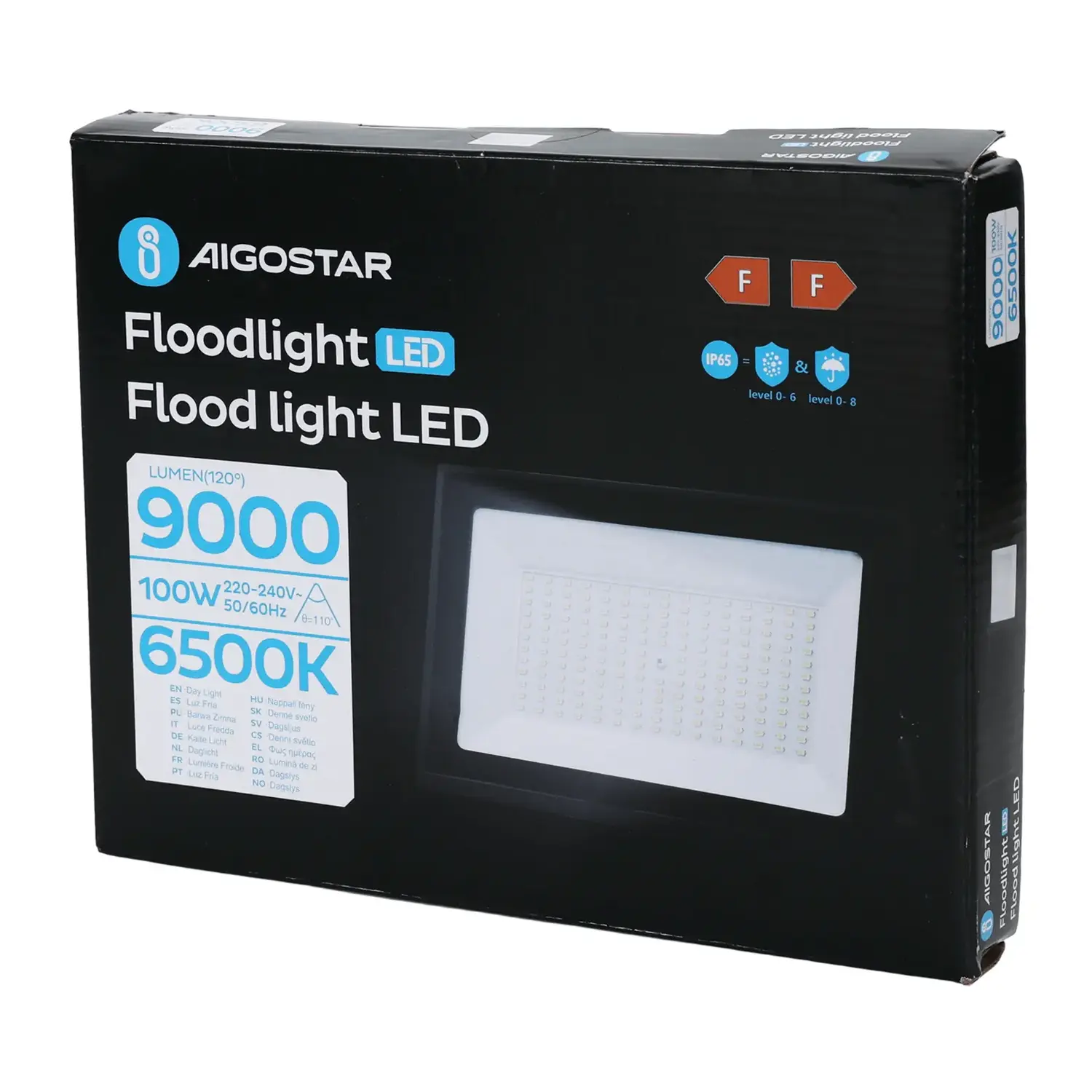 immagine faro led esterno stagno 100 watt 220-240 volt bianco freddo nero ip65