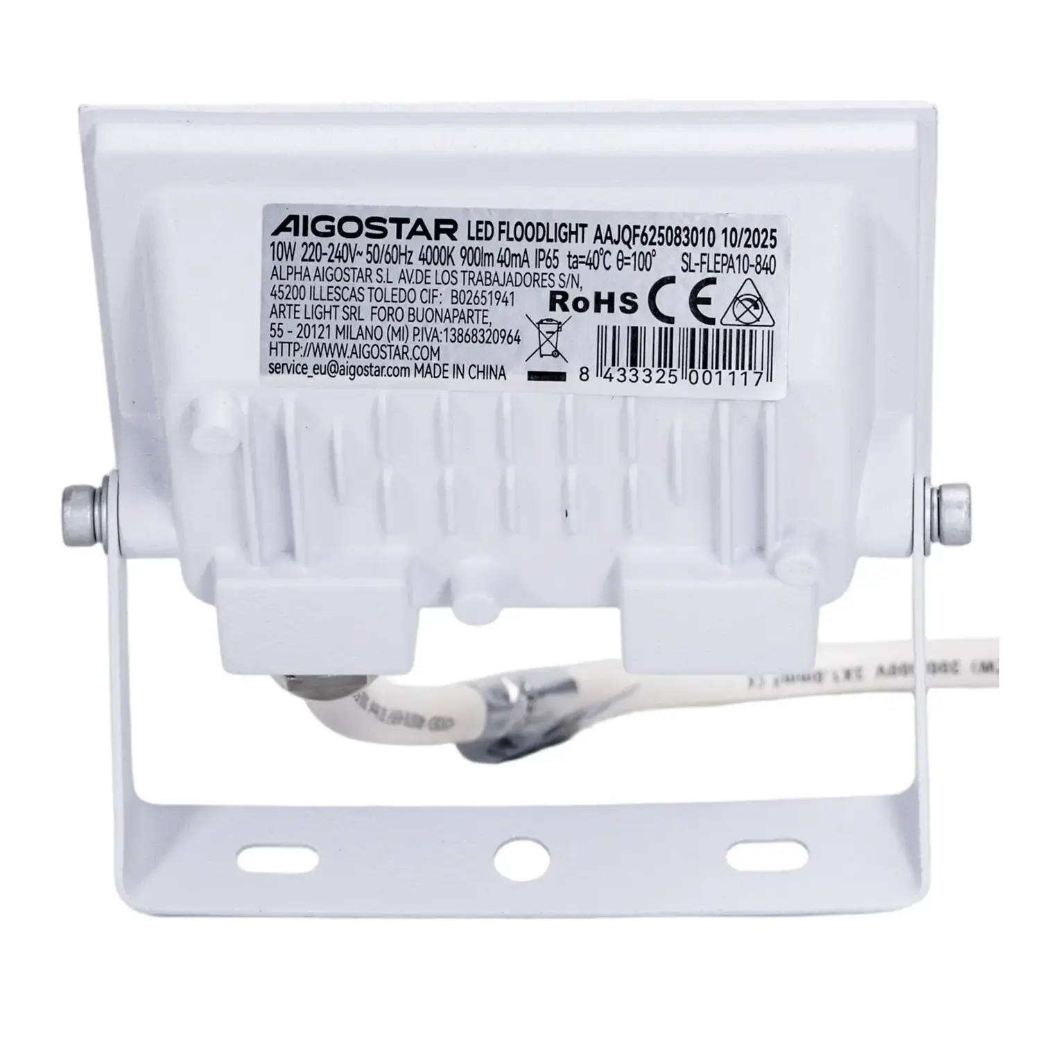 immagine faro led esterno stagno 10 watt 220-240 volt bianco naturale nero ip65