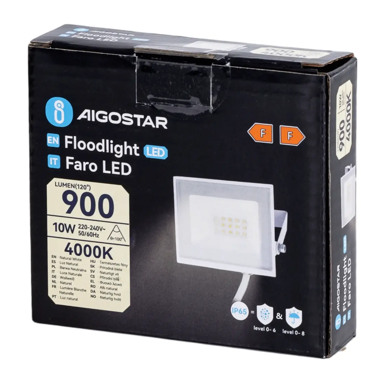 immagine faro led esterno stagno 10 watt 220-240 volt bianco naturale nero ip65