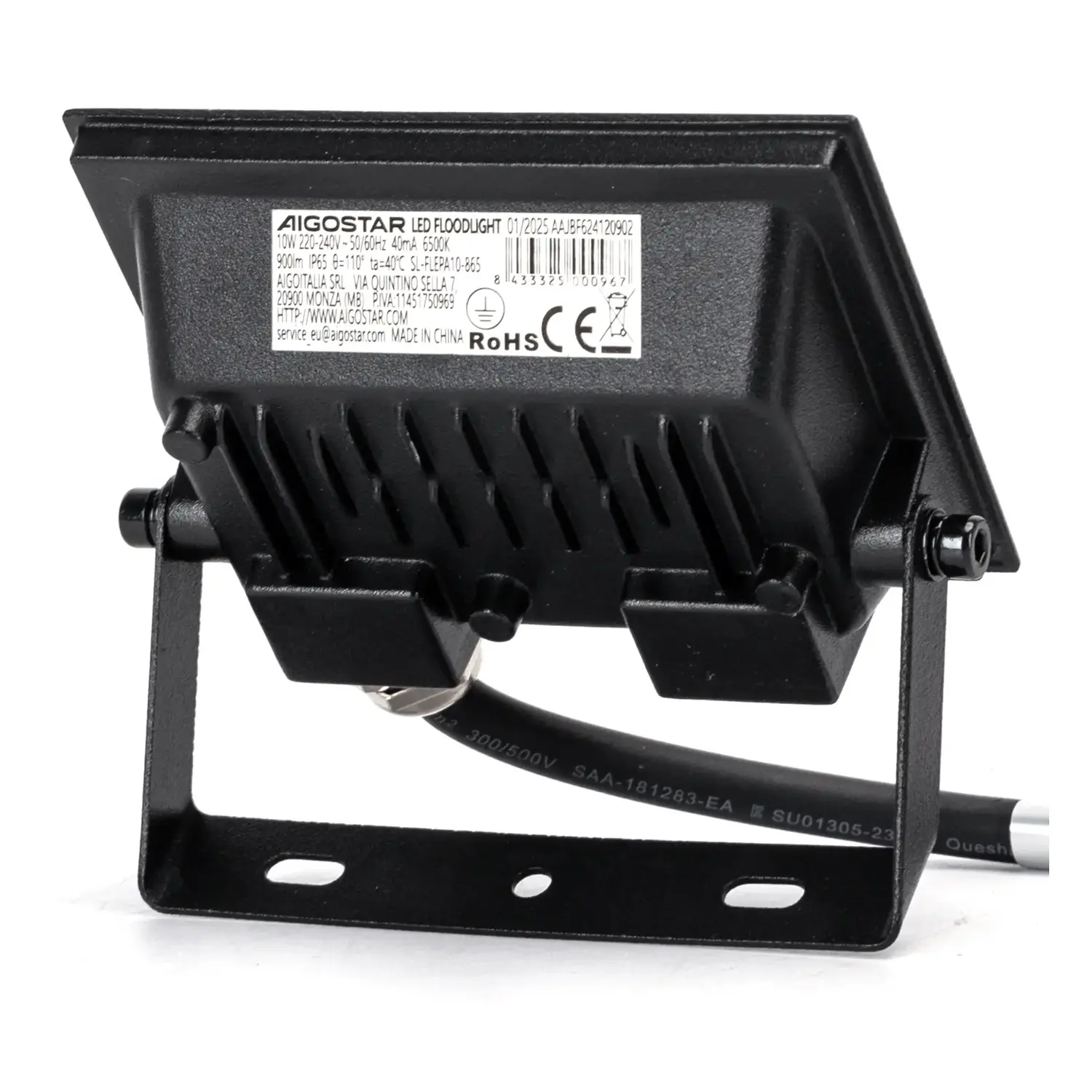 immagine faro led esterno stagno 10 watt 220-240 volt bianco freddo nero ip65