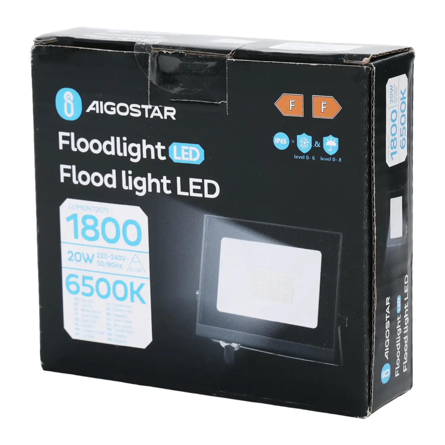 immagine faro led esterno stagno 20 watt 220-240 volt bianco freddo nero ip65