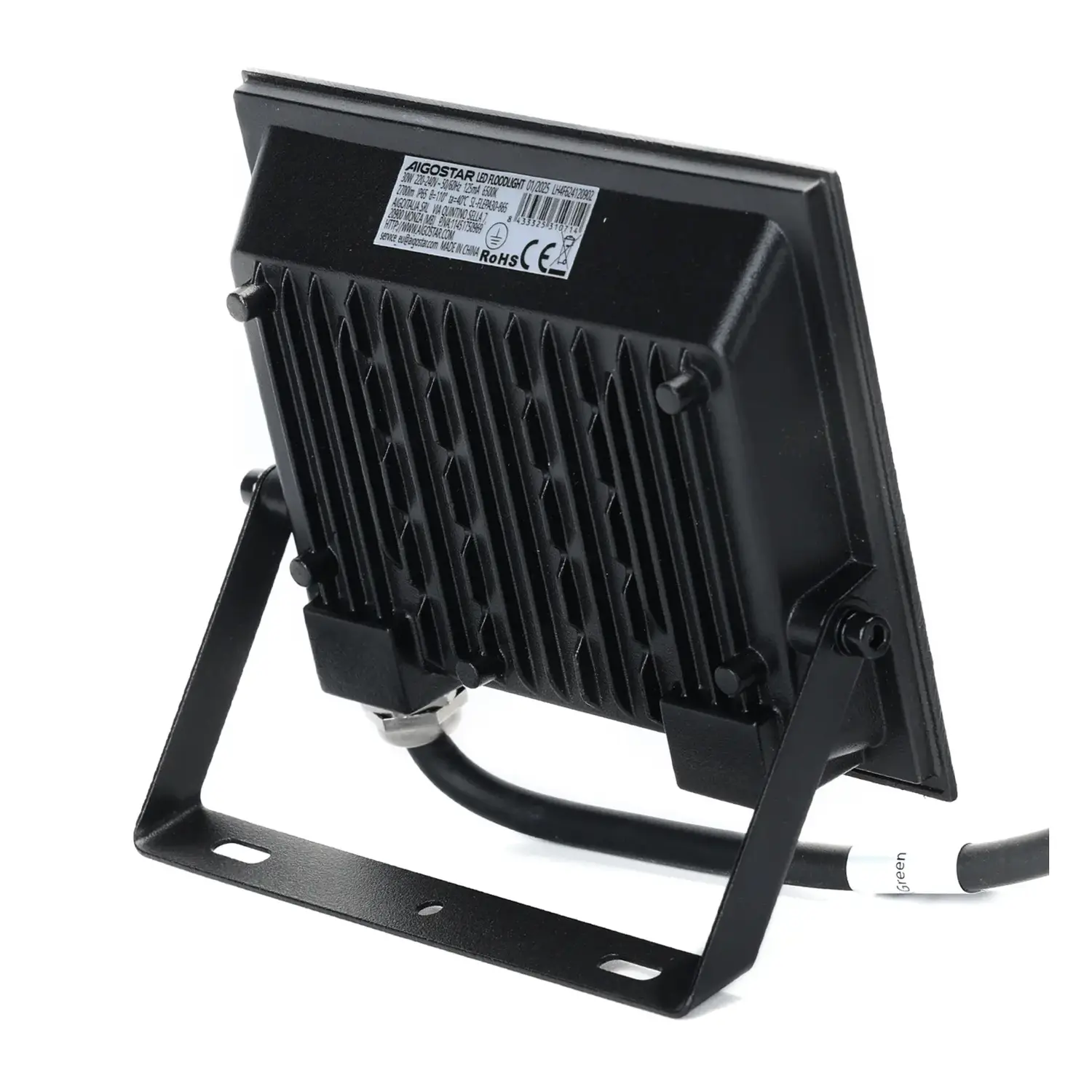 immagine faro led esterno stagno 30 watt 220-240 volt bianco naturale nero ip65