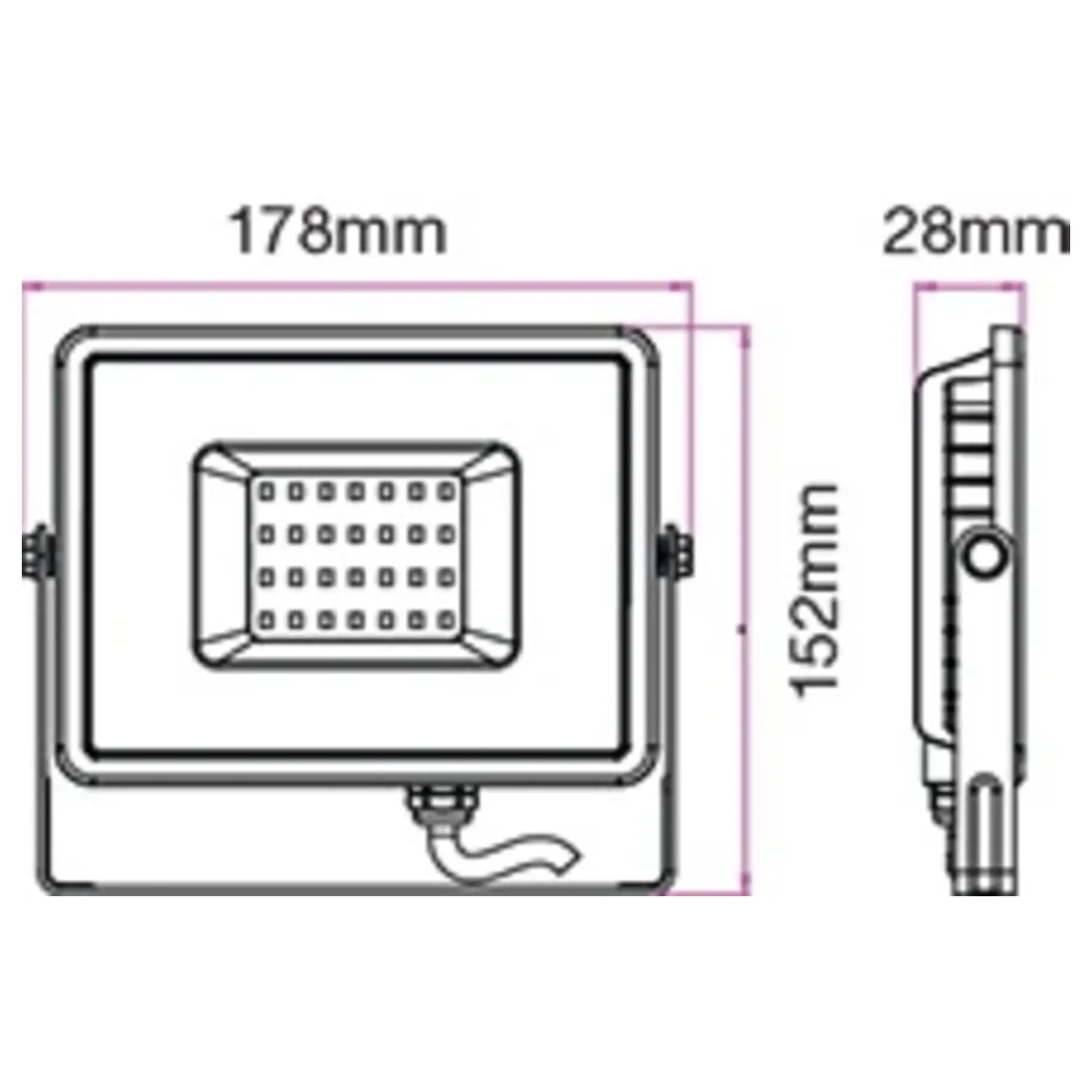 immagine faro led proiettore esterno stagno ip65 chip samsung faretto 30 watt bianco freddo nero