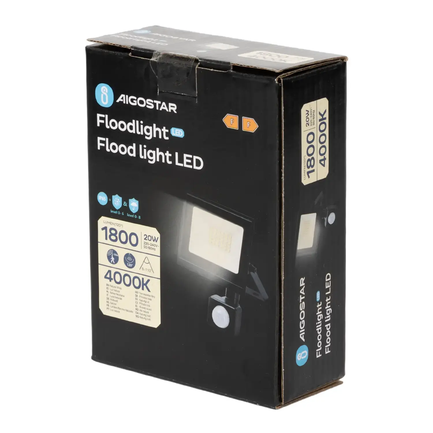 immagine Faro led sensore crepuscolare e di movimento 20 watt 220-240 volt bianco naturale nero