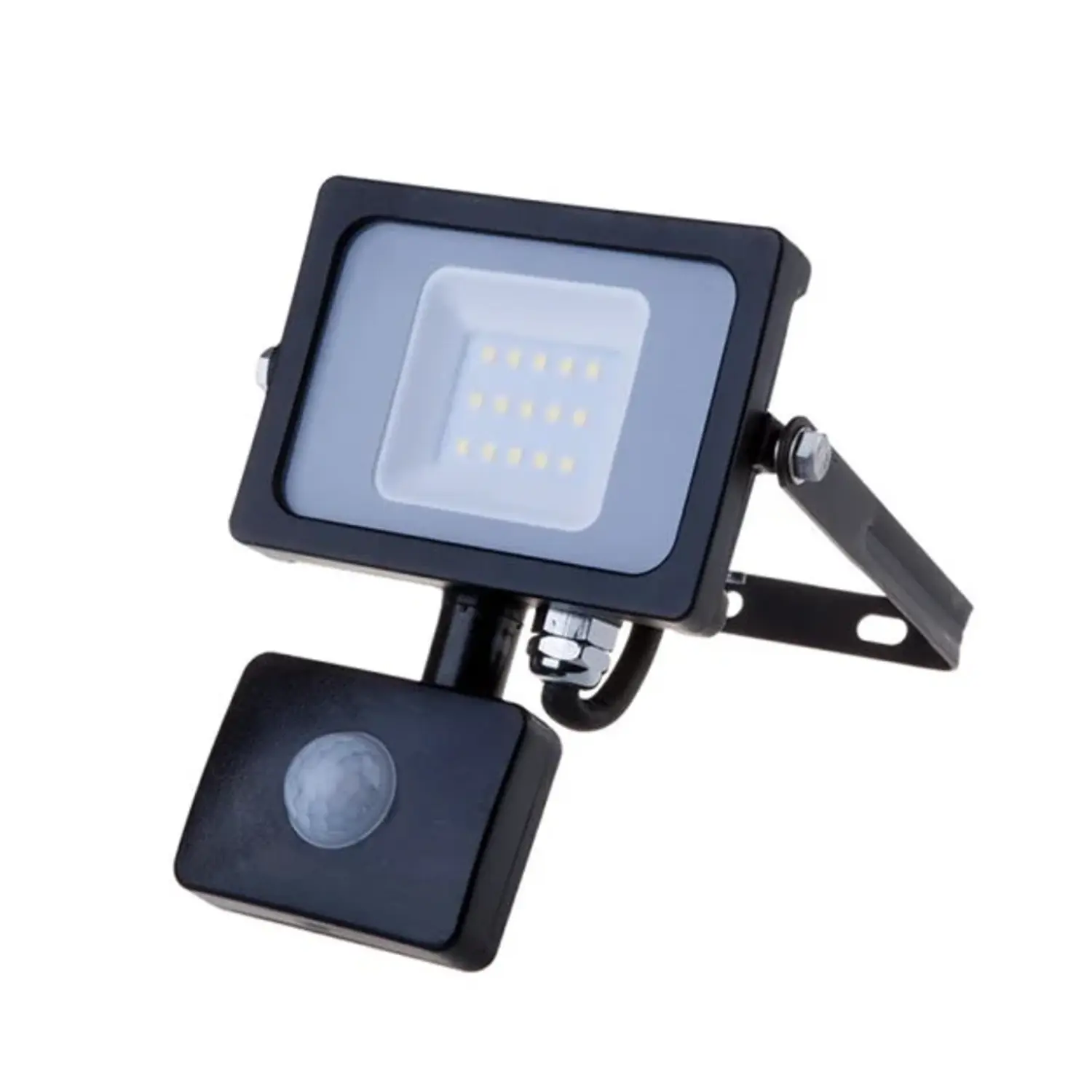 immagine faro con sensore movimento led chip samsung stagno IP65 10 watt bianco freddo nero