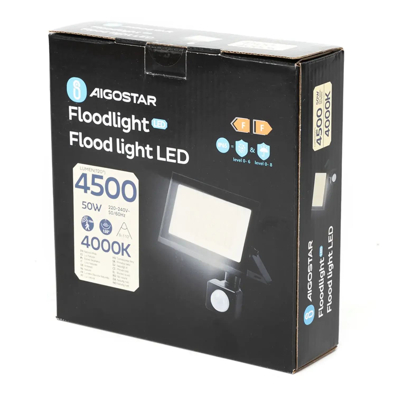 immagine Faro led sensore crepuscolare e di movimento 50 watt 220-240 volt bianco naturale nero