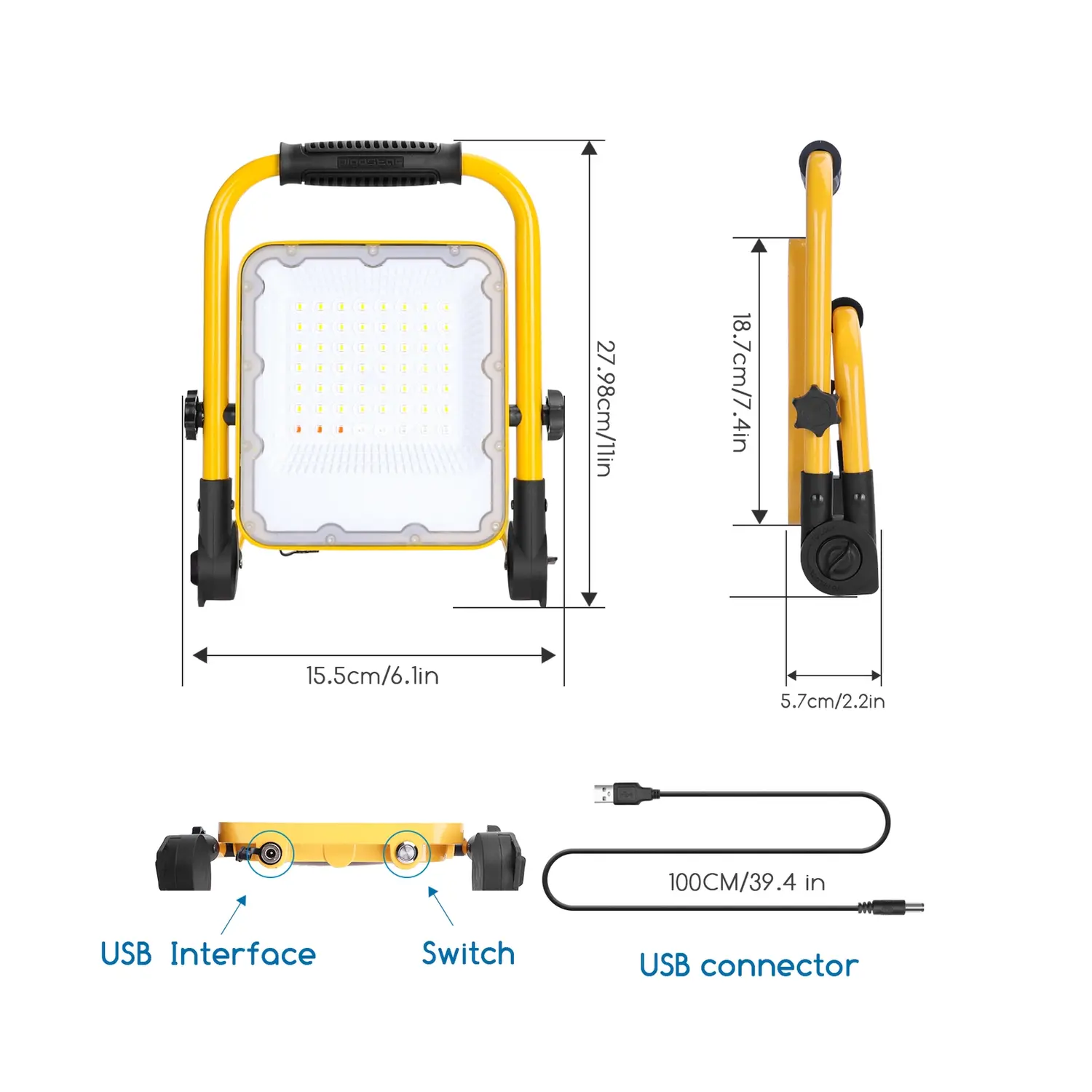 immagine faro portatile proiettore ricaricabile con usb auto casa 30 watt