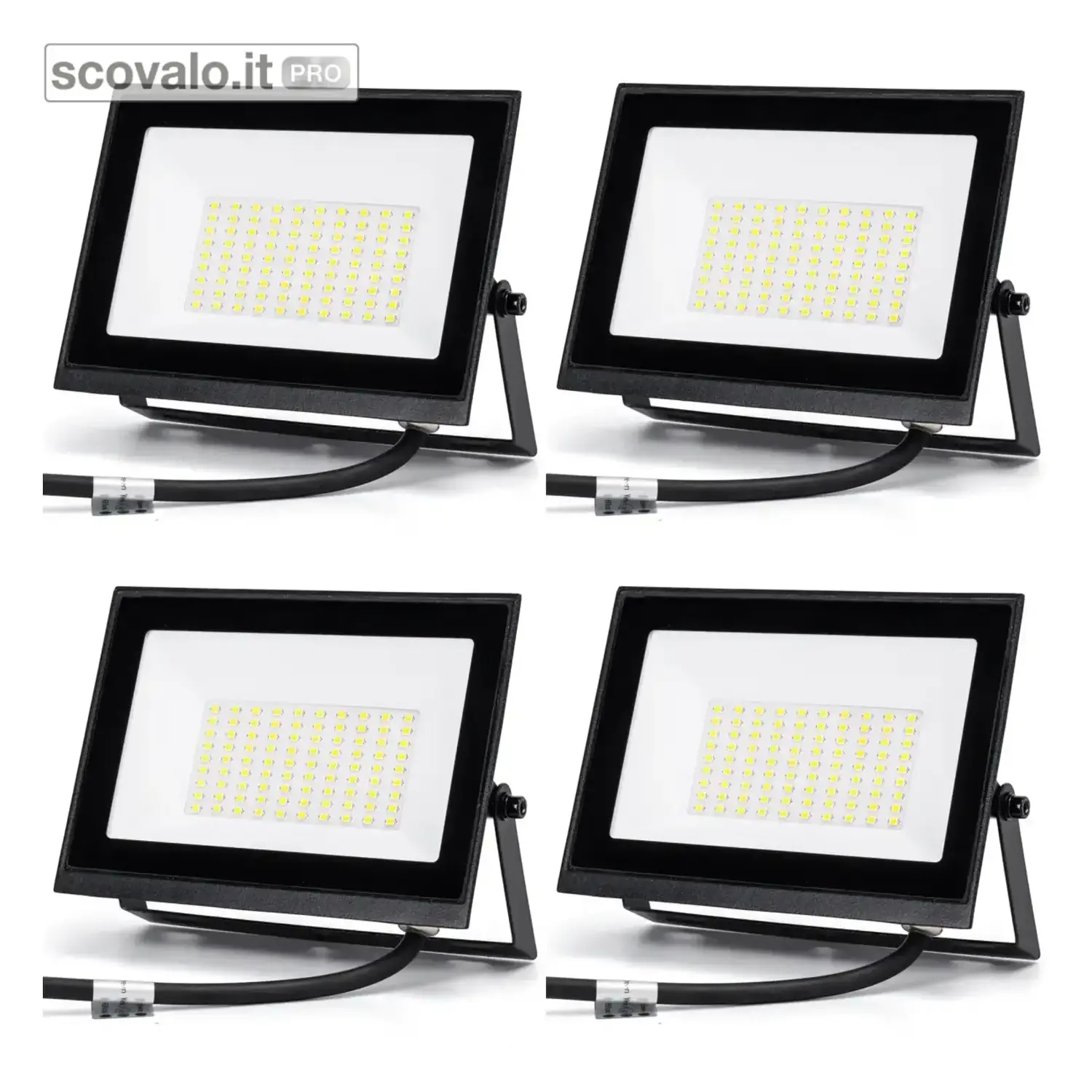 immagine del prodotto Set 4x Faro LED Proiettore 50W 4500lm 6500K IP65 Slim 4 Pezzi Bianco Freddo