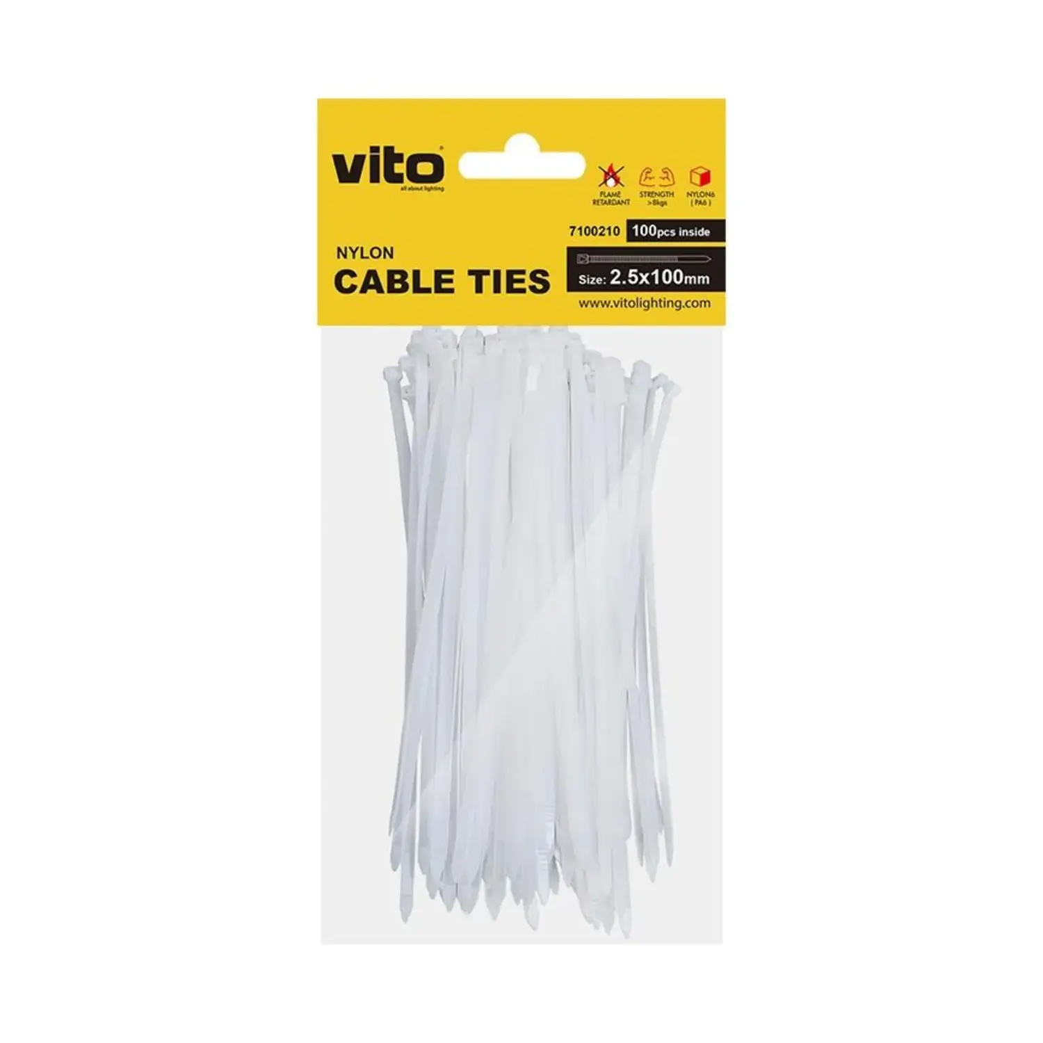 immagine del prodotto fascetta cablaggio elettrico stringi cavi cavo 100x2,5mm bianco 100 pezzi