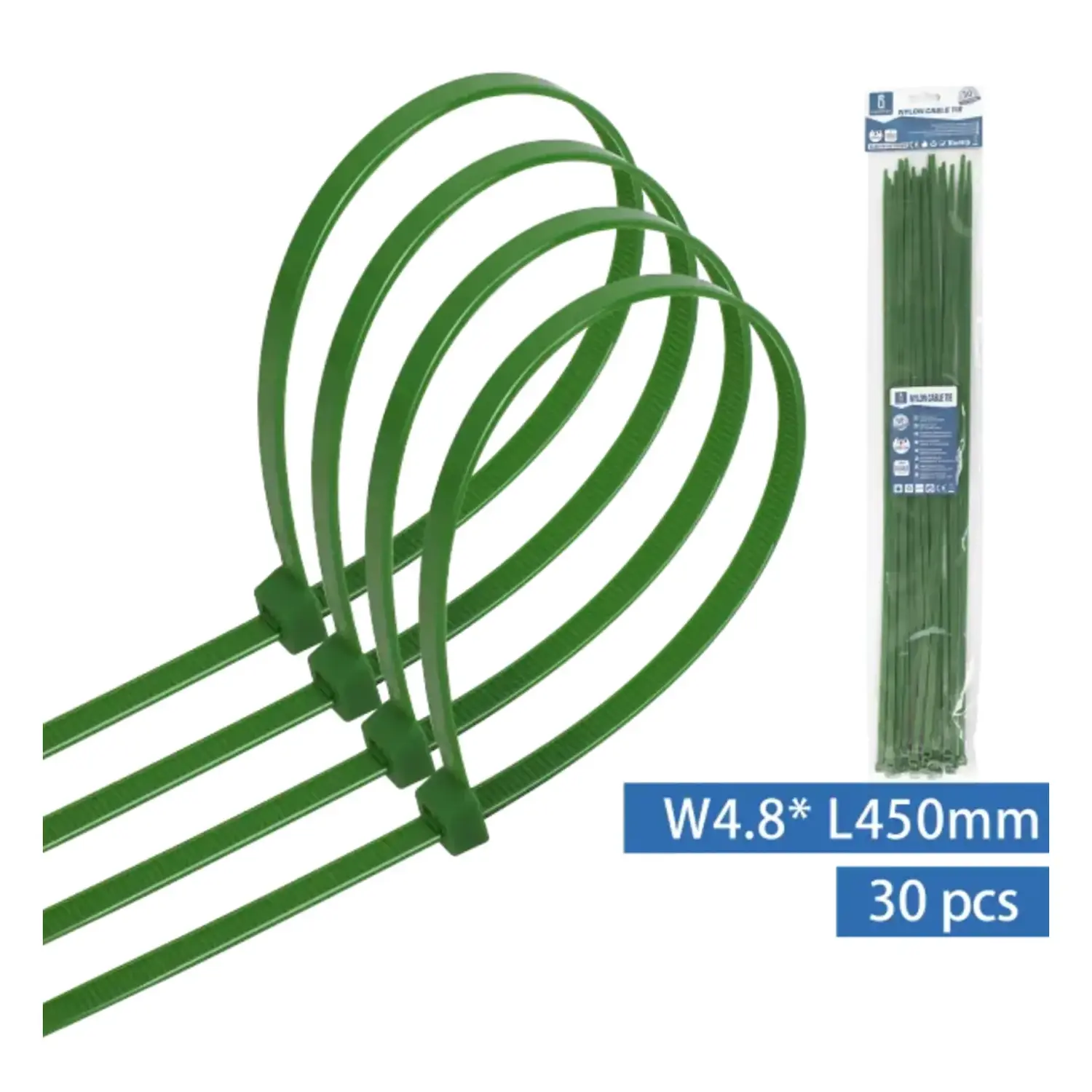 immagine fascette fermacavo in nylon 30 pz 4,8x450mm verdi
