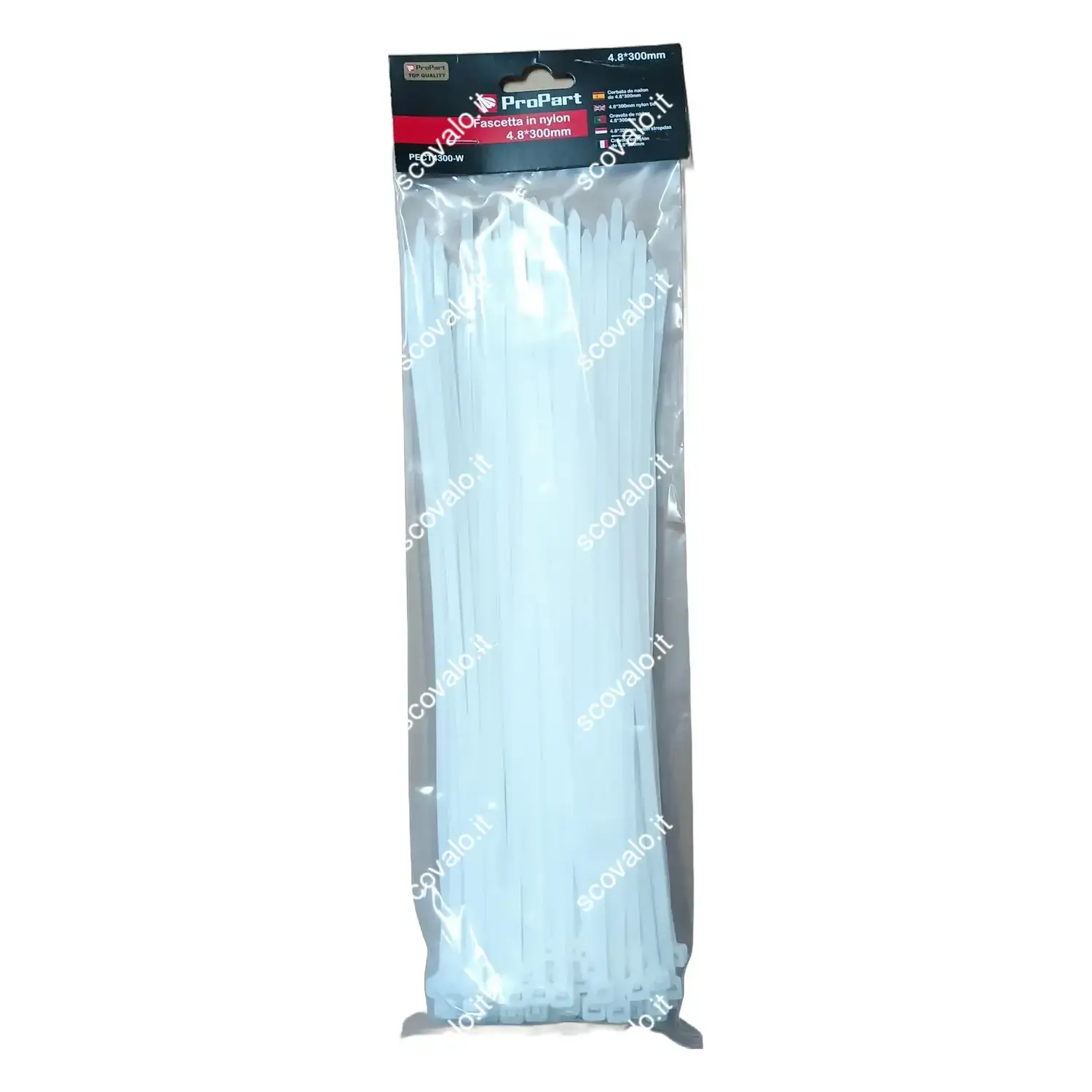 immagine fascette in nylon stringicavi a stringere 300x4,8mm bianco 100 pezzi