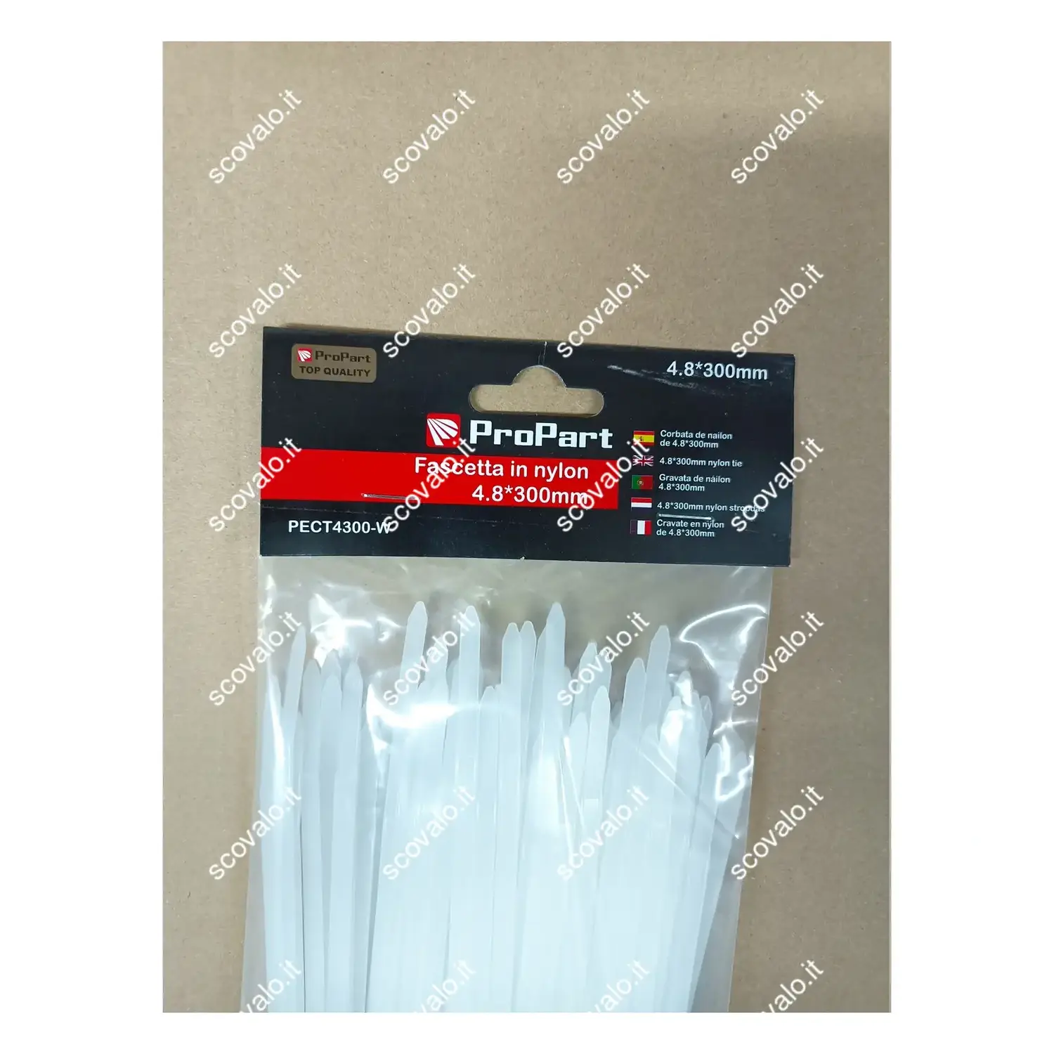 immagine fascette in nylon stringicavi a stringere 300x4,8mm bianco 100 pezzi