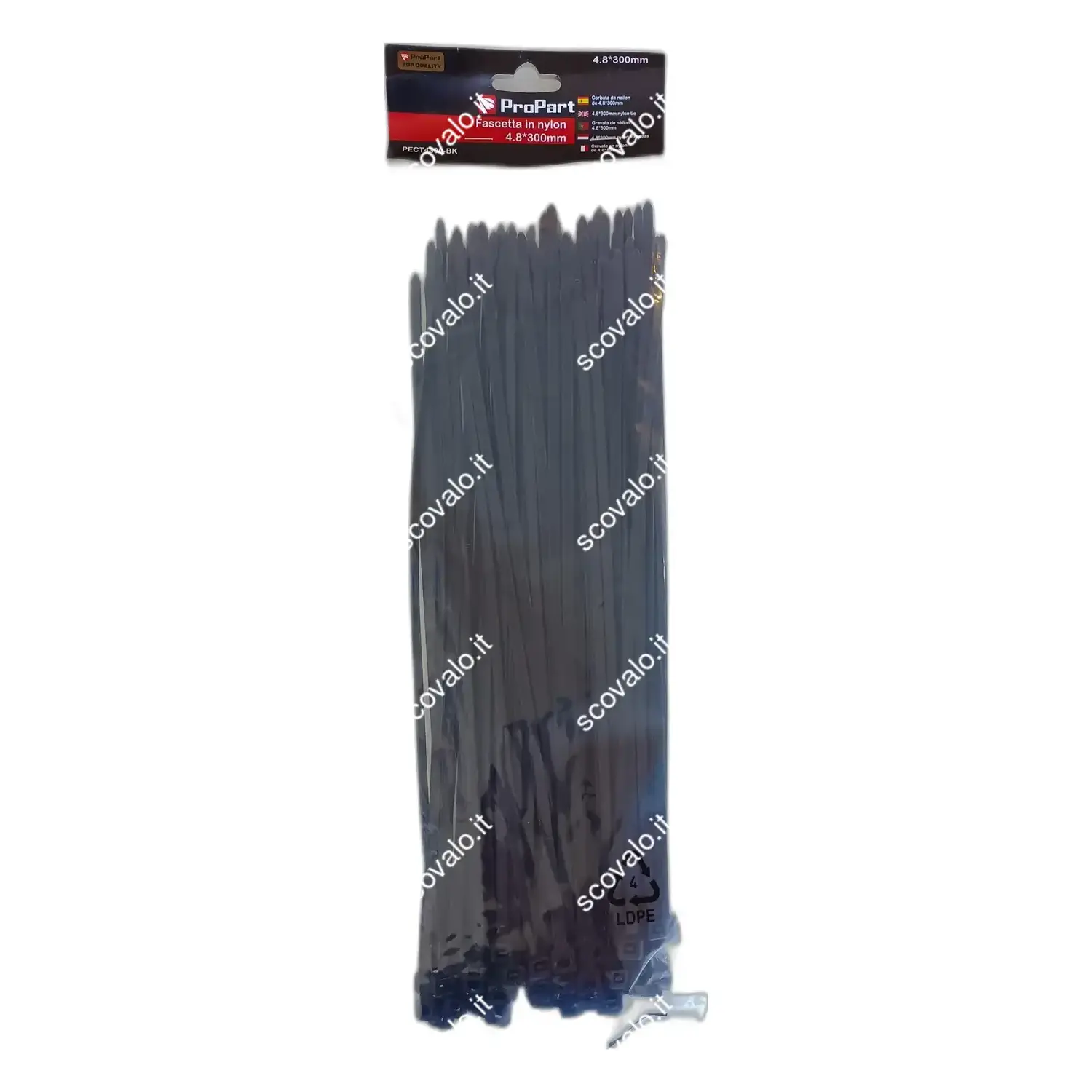 immagine fascette in nylon stringicavi a stringere 300x4,8mm nero 100 pezzi