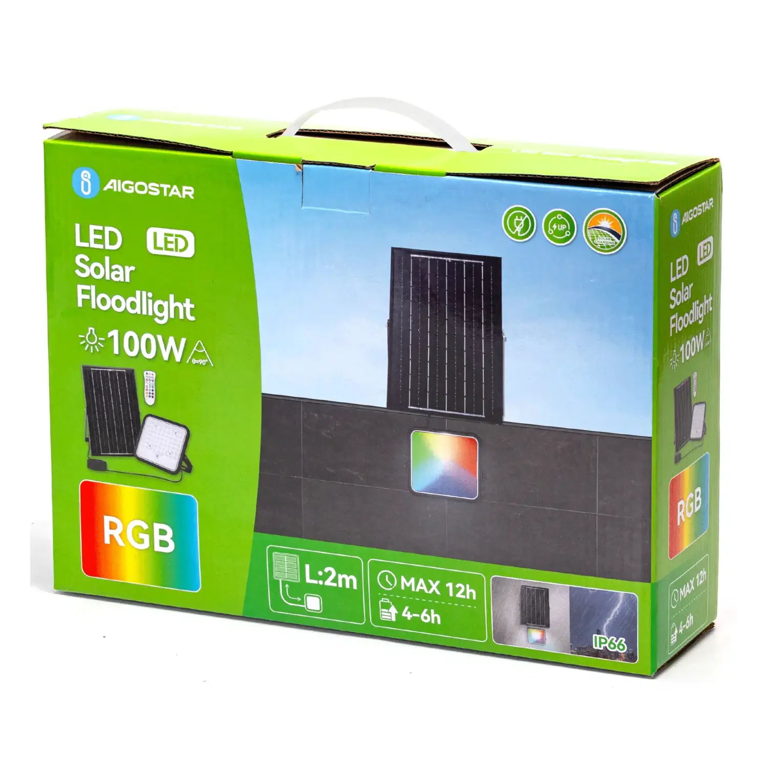 immagine Flood light faretto solare 2m 100W RGB serie 09