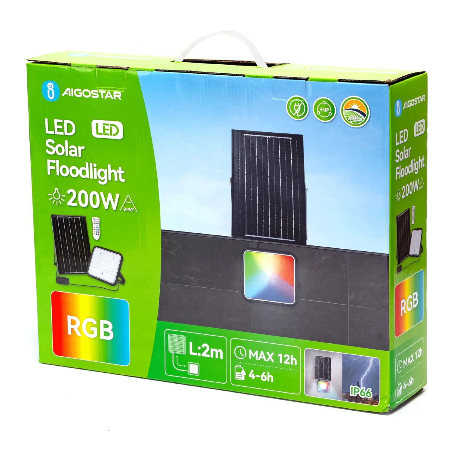 immagine Flood light faretto solare 2m 200W RGB serie 09