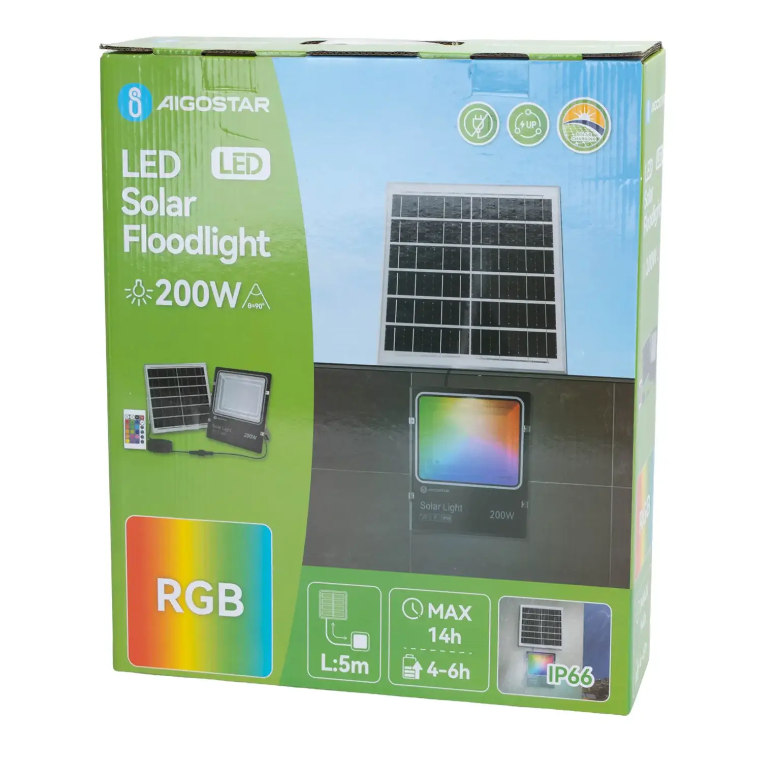 immagine Flood light faretto solare 5m 200W RGB serie 08