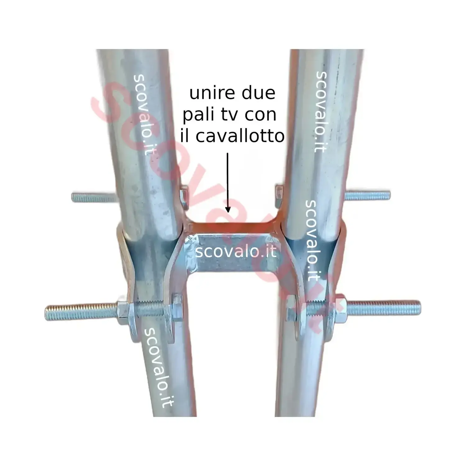 immagine giunto per palo antenna tv 25-60mm cavallotto doppio