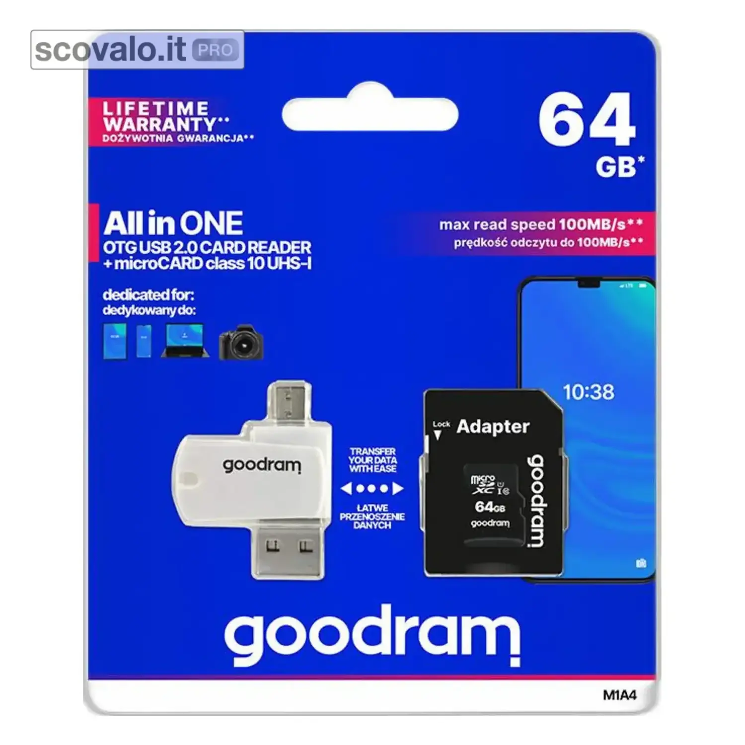 immagine del prodotto GoodRAM microSD 64GB Class 10 UHS-I Lettore USB 2.0 MicroSDXC