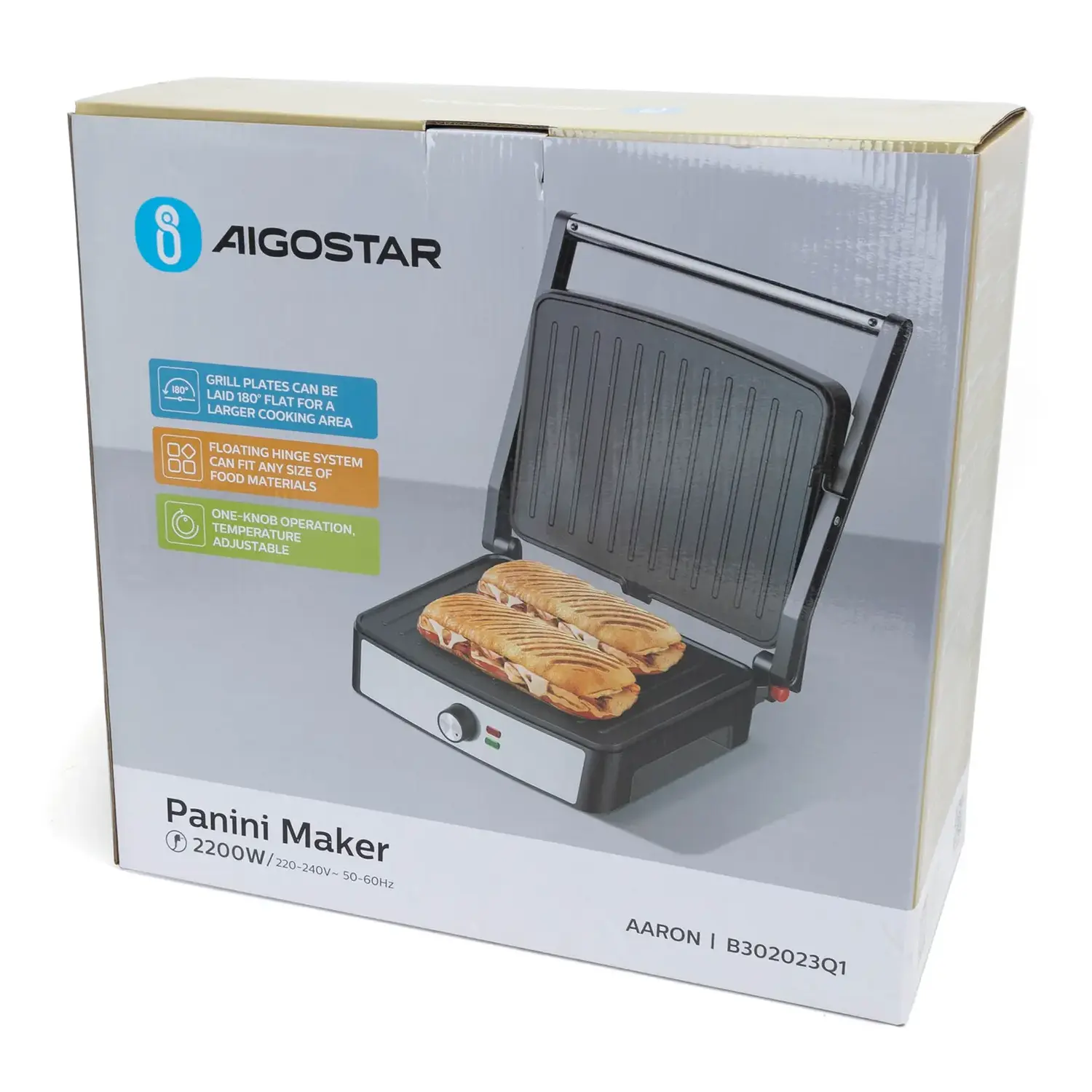 immagine griglia per panini maker 2200W piastra antiaderente