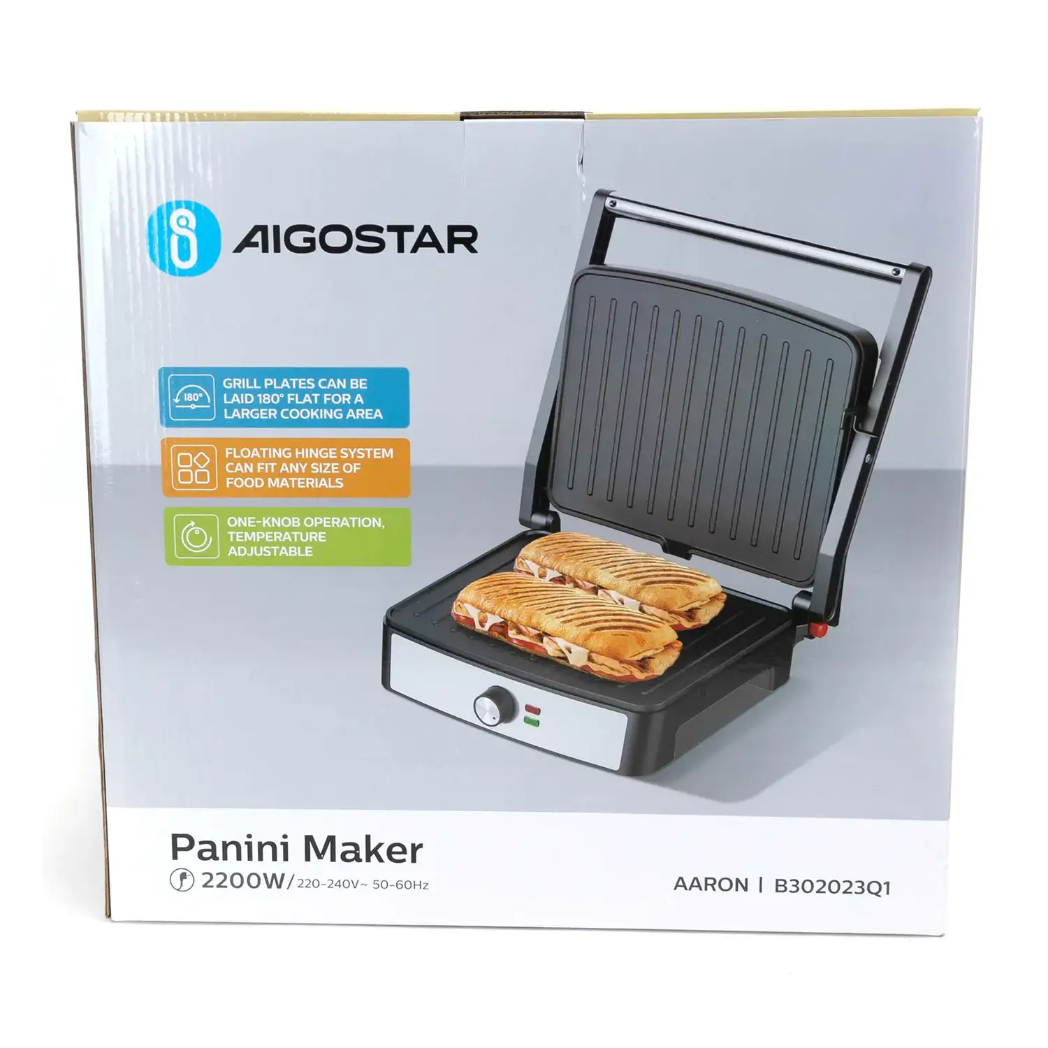immagine griglia per panini maker 2200W piastra antiaderente