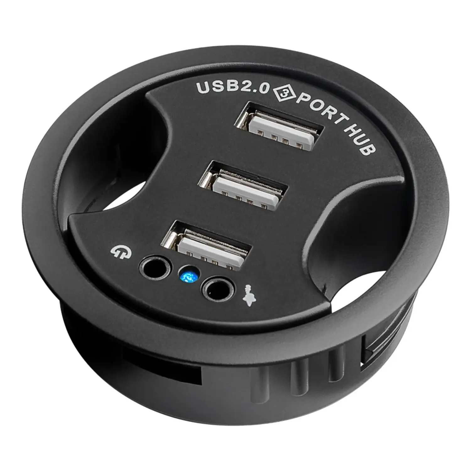 immagine Hub USB 2.0 da Incasso 3 Porte + Audio 3.5mm per Canaline 60mm